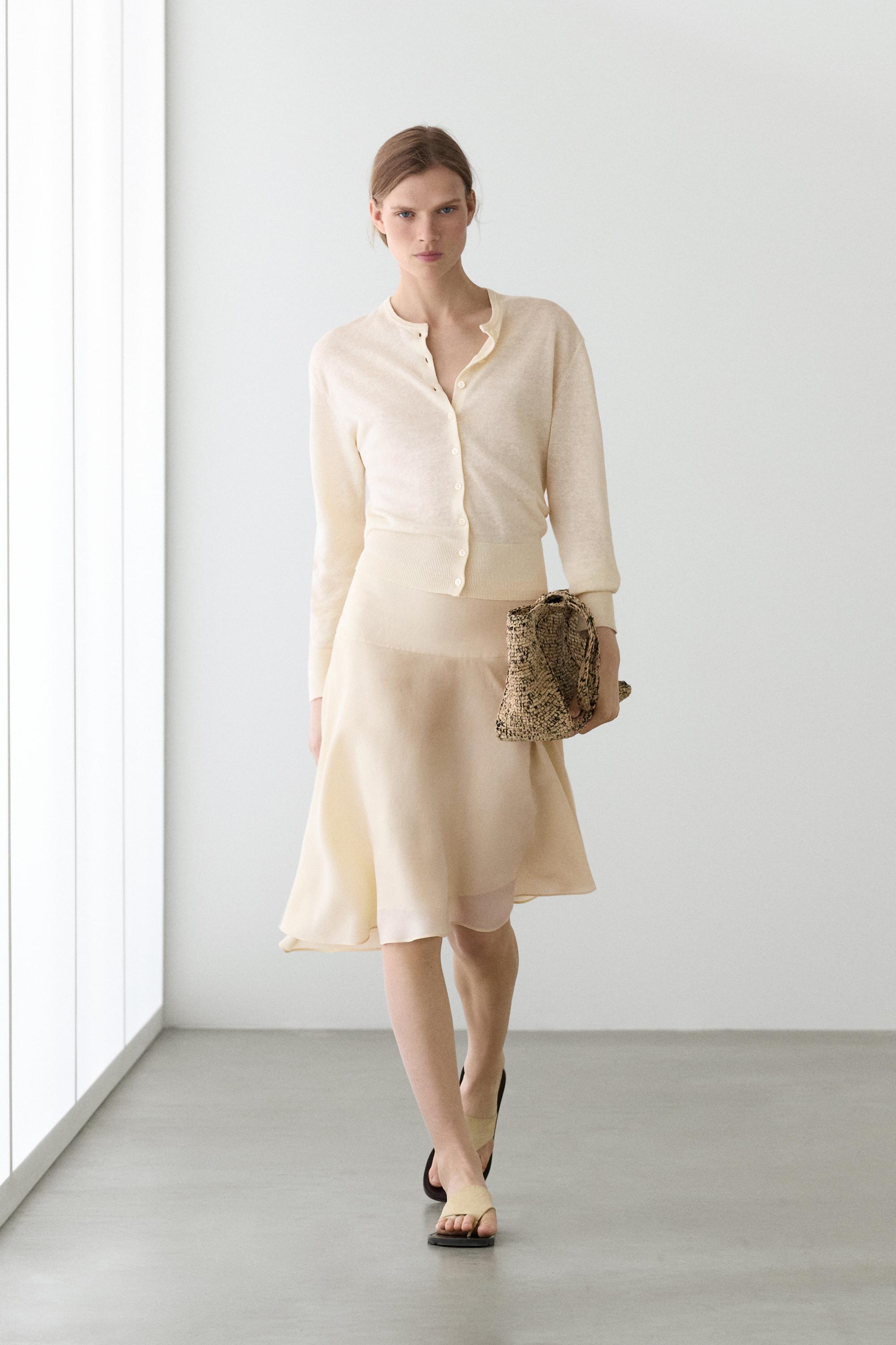 Leinen-Strickcardigan mit Knöpfen