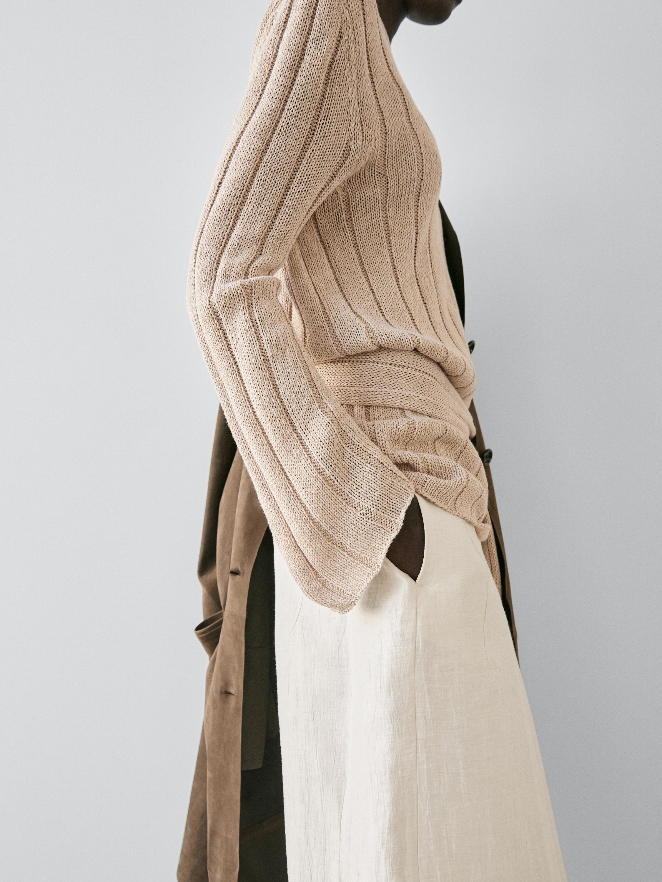 Linen blend sarouel trousers — BEIGE