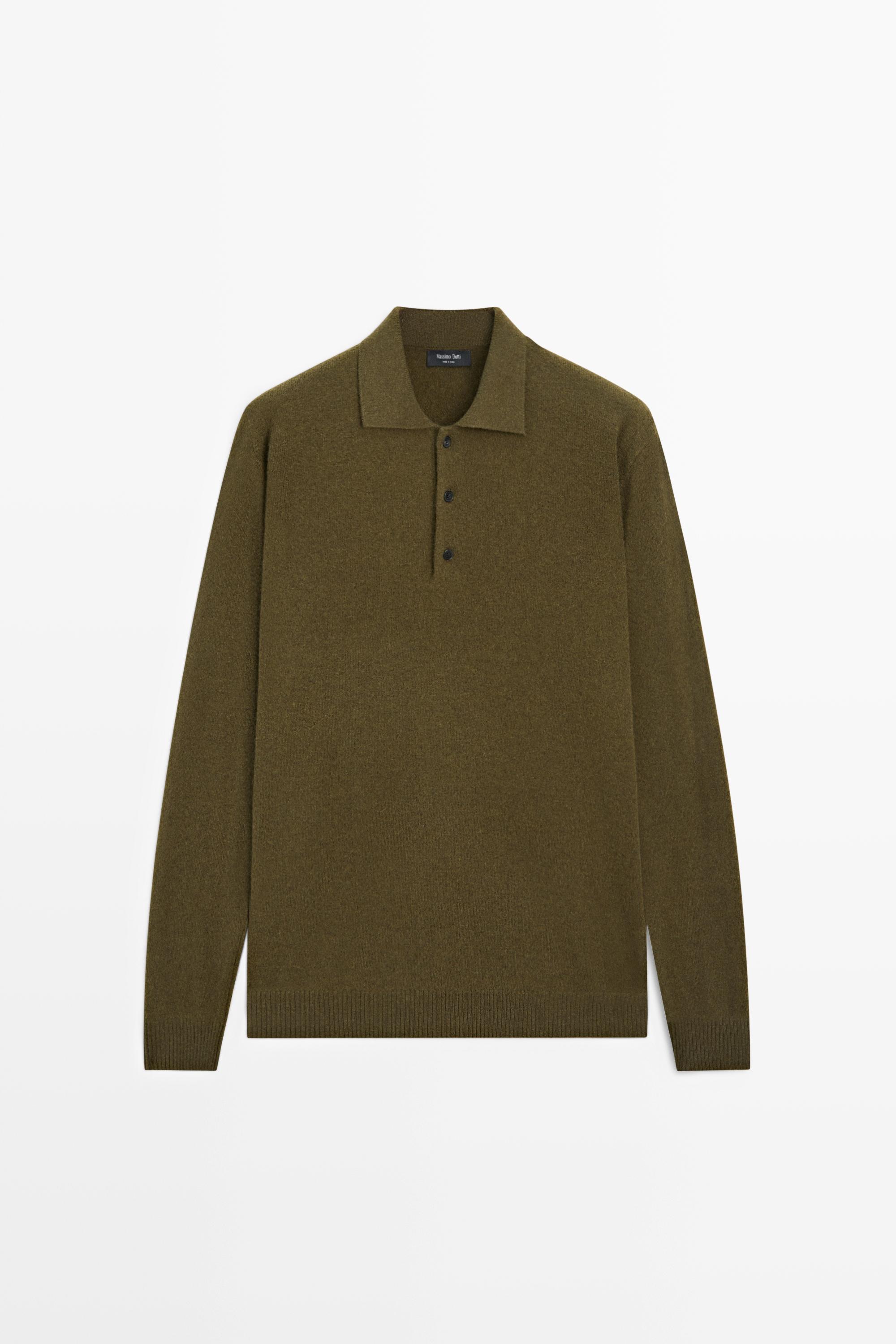 Wool cashmere blend polo sweater