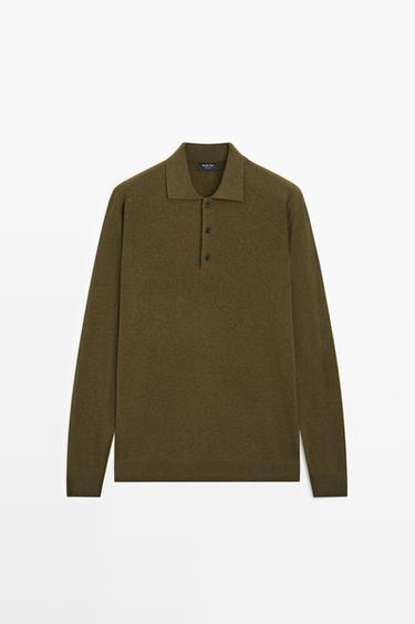 Wool blend polo sweater — DARK OLIVE GREEN 2