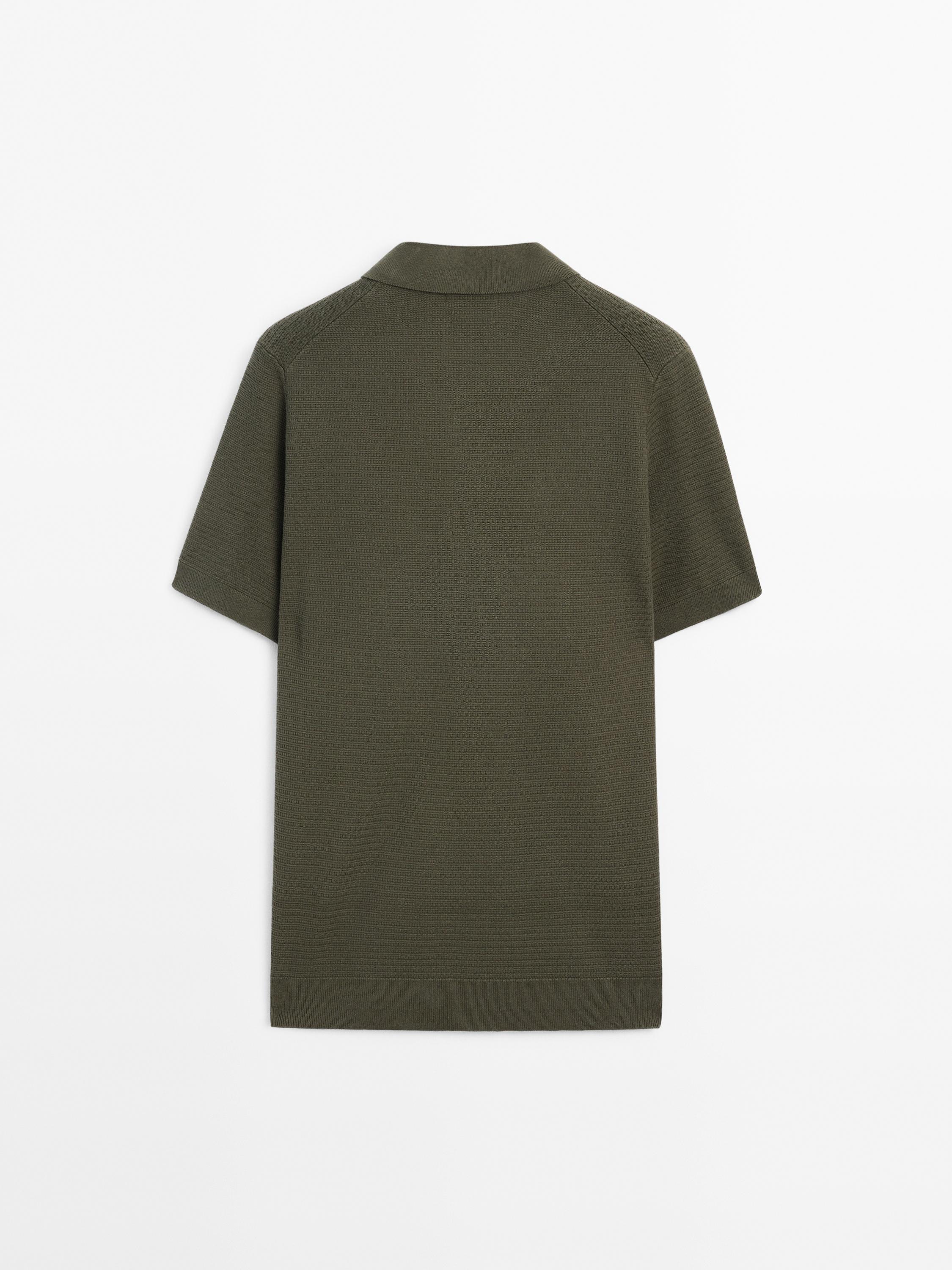 Knit polo sweater with short sleeves