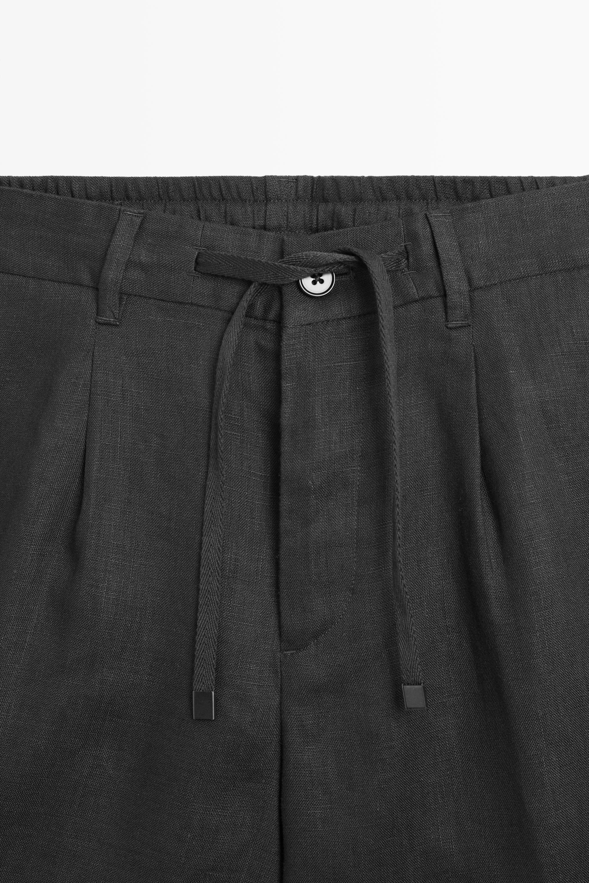 Linen co-ord elastic waist Bermuda shorts — PETROL BLUE