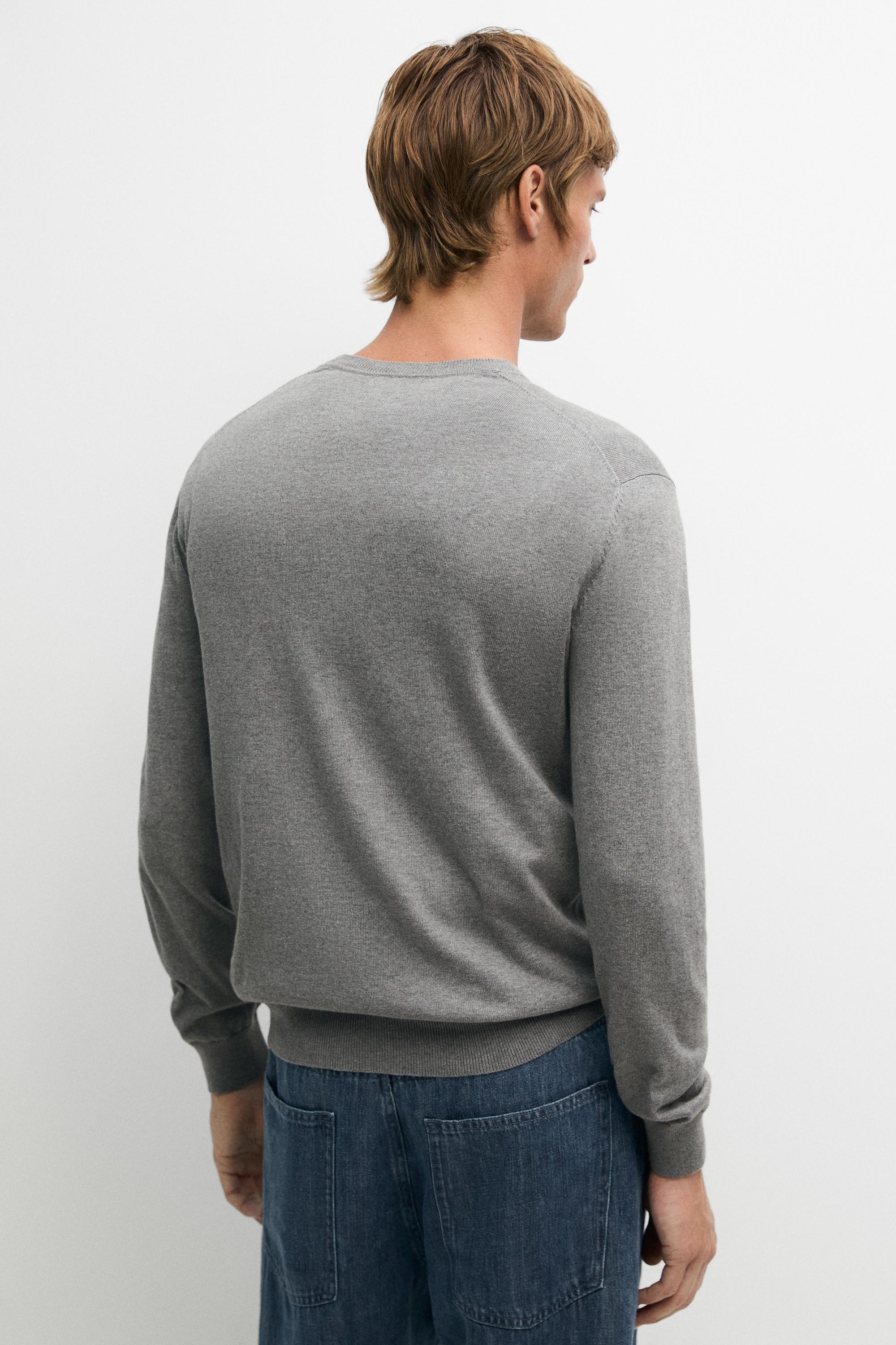 Cotton blend knit sweater — ANTHRACITE GREY