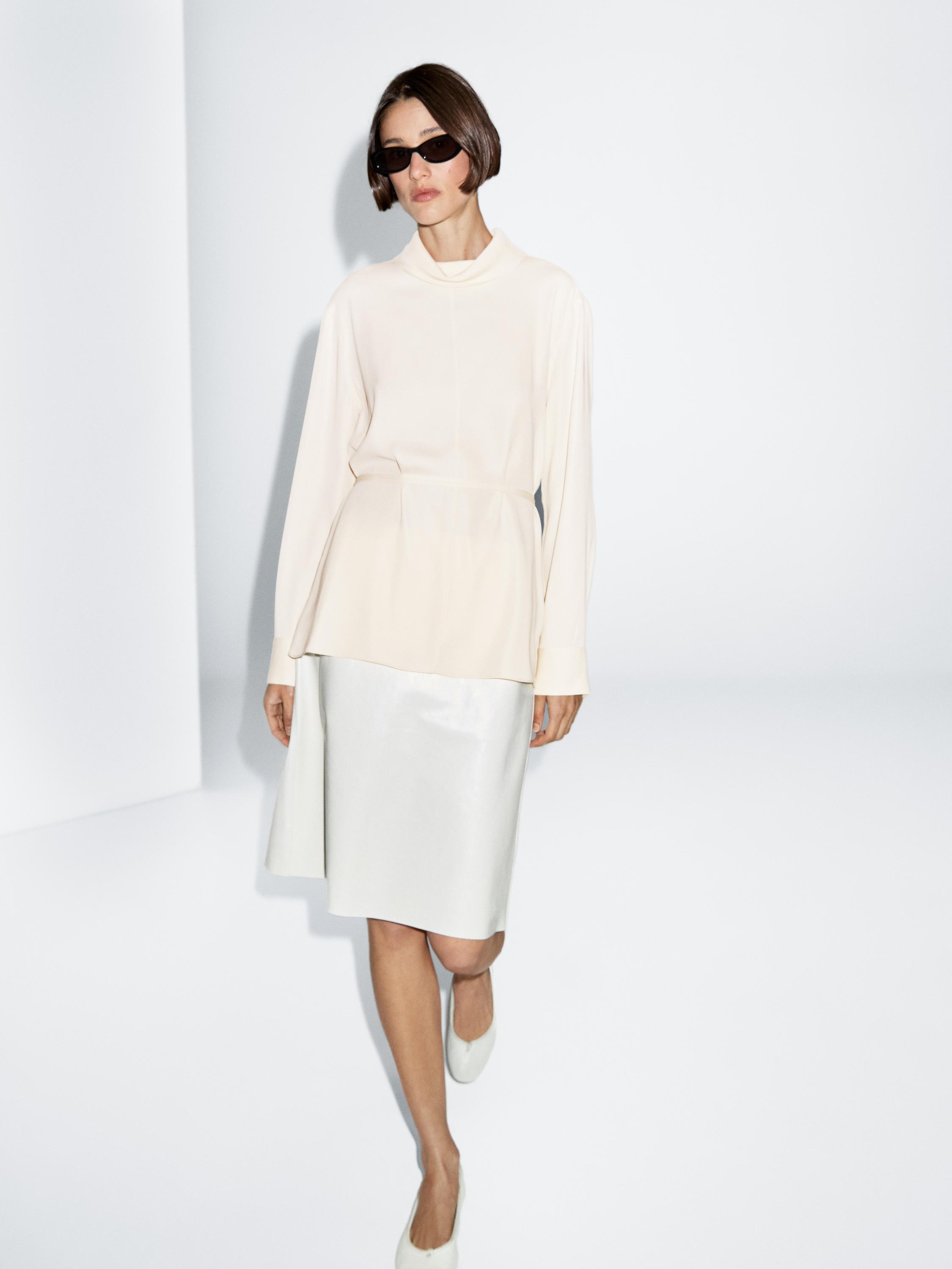 Nappa leather midi skirt