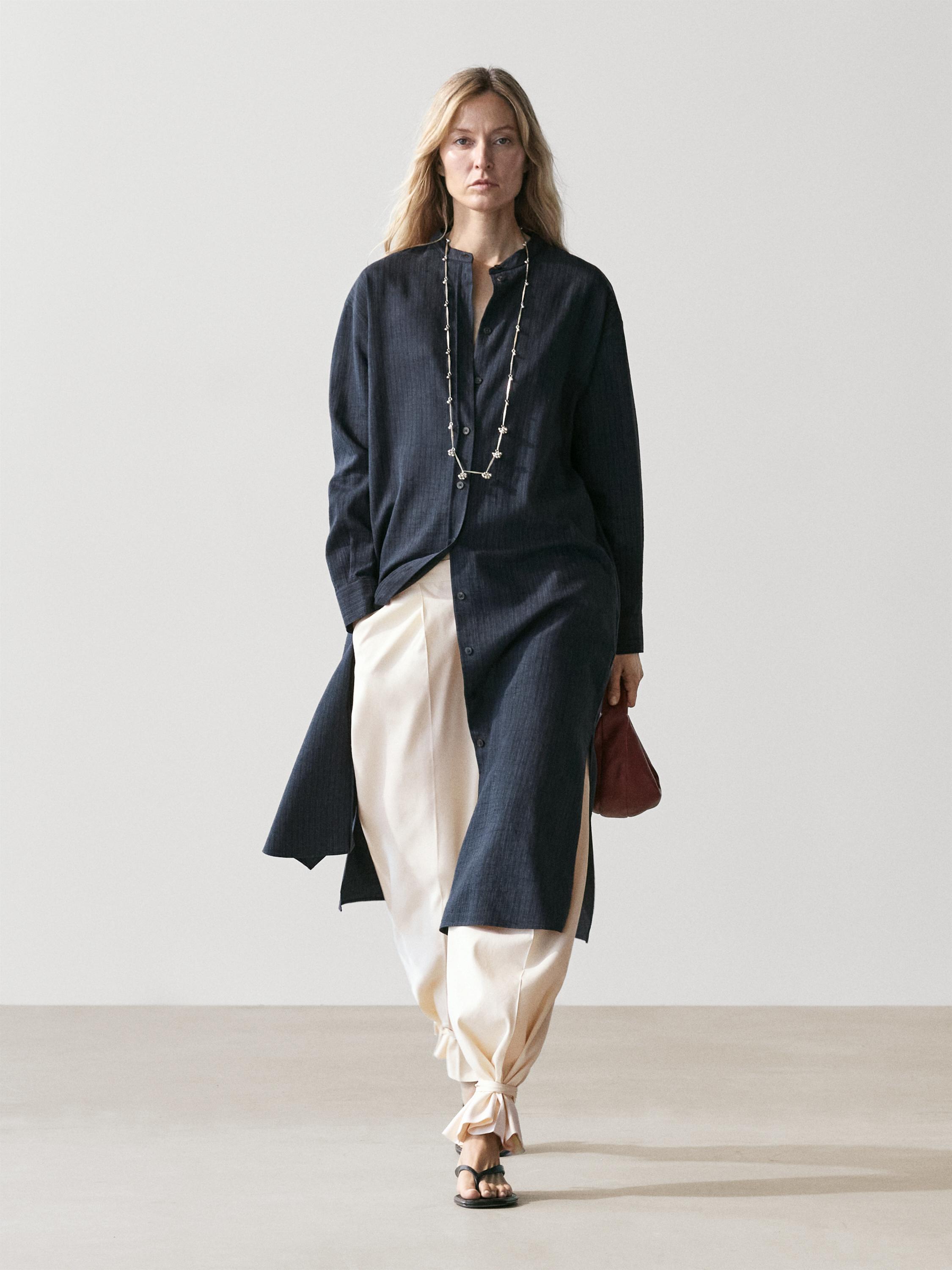 Flowing midi shirt dress