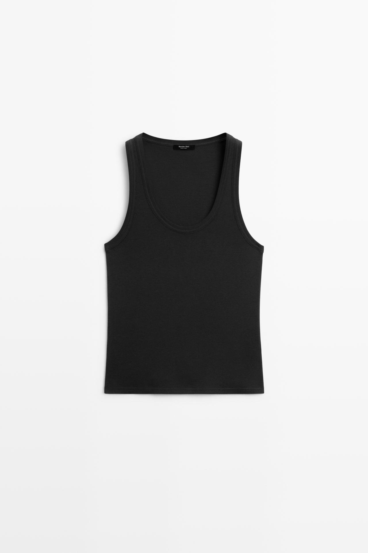 Sleeveless 100% cotton T-shirt — BLACK