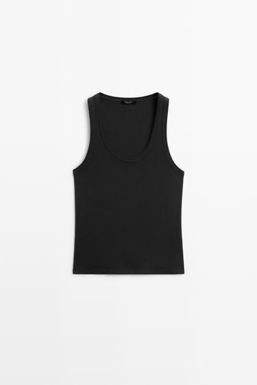 Sleeveless 100% cotton T-shirt — BLACK 2