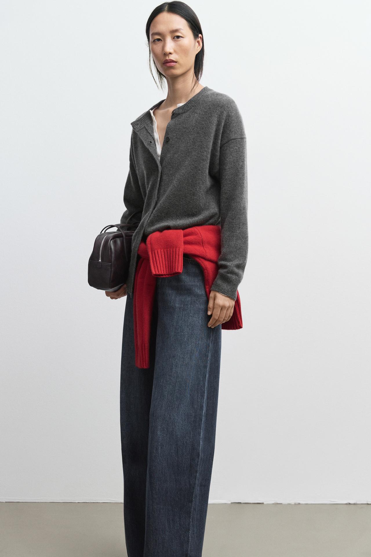 100% cashmere oversize knit cardigan — ANTHRACITE GREY