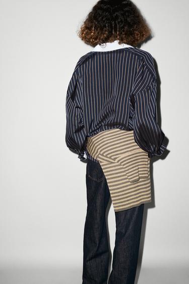 Striped contrast collar shirt — NAVY BLUE 8