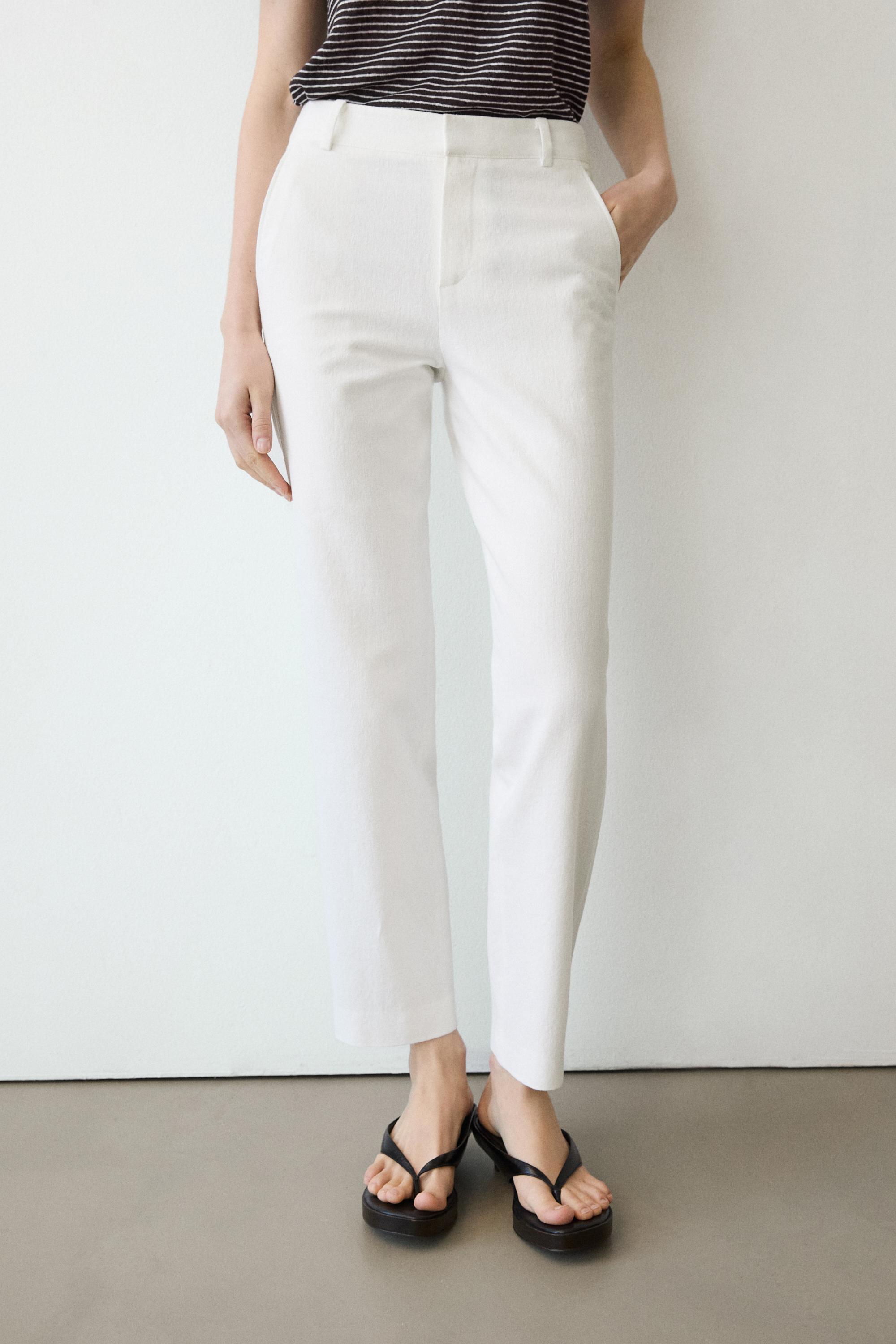 Slim fit linen blend trousers — Off white