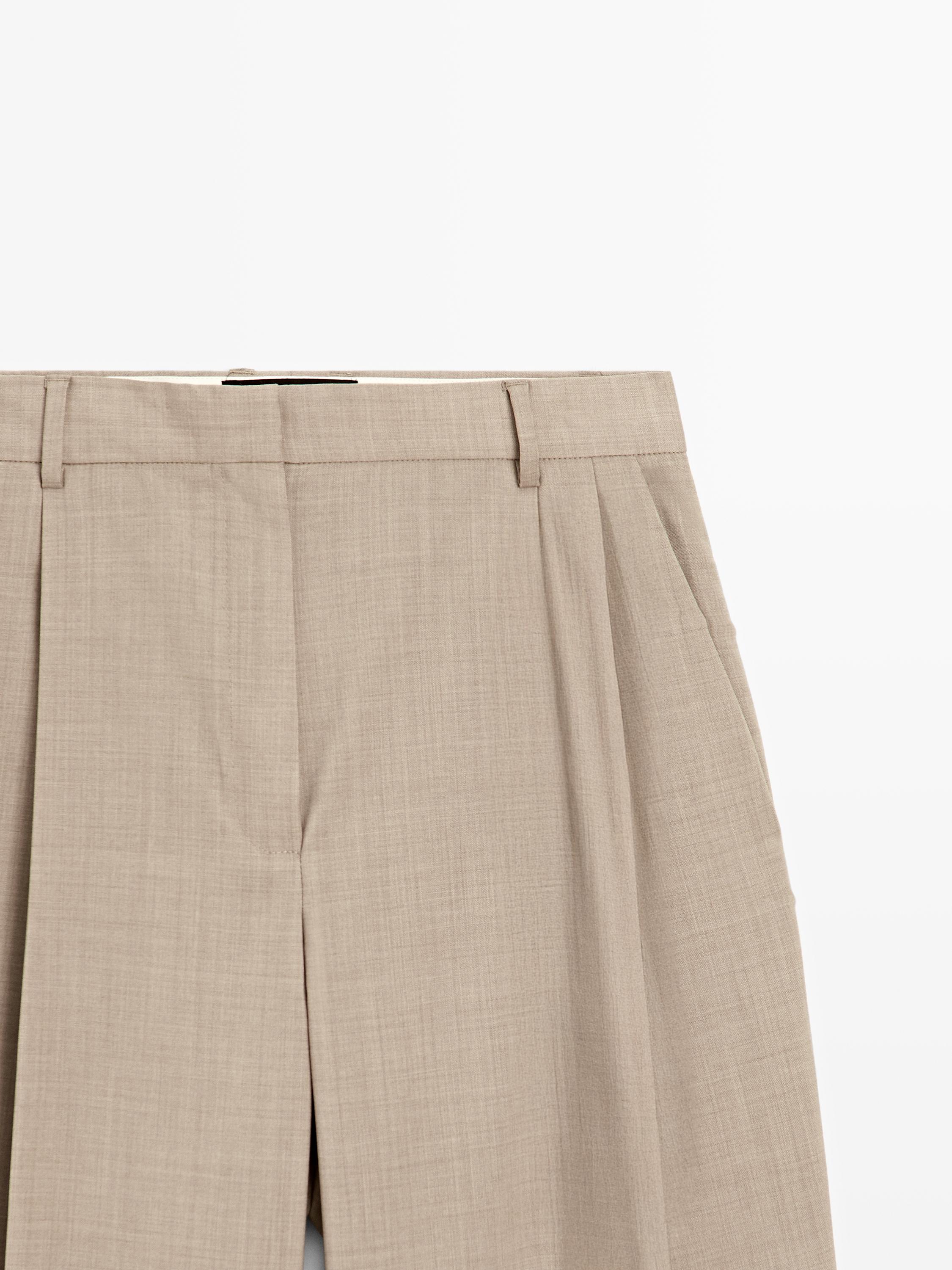 Pantalon à pinces 100 % laine