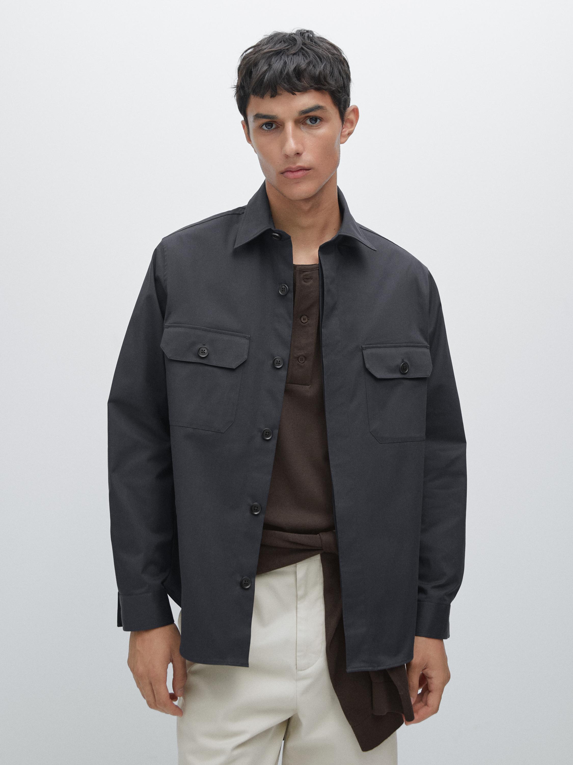 Cotton blend overshirt with pockets