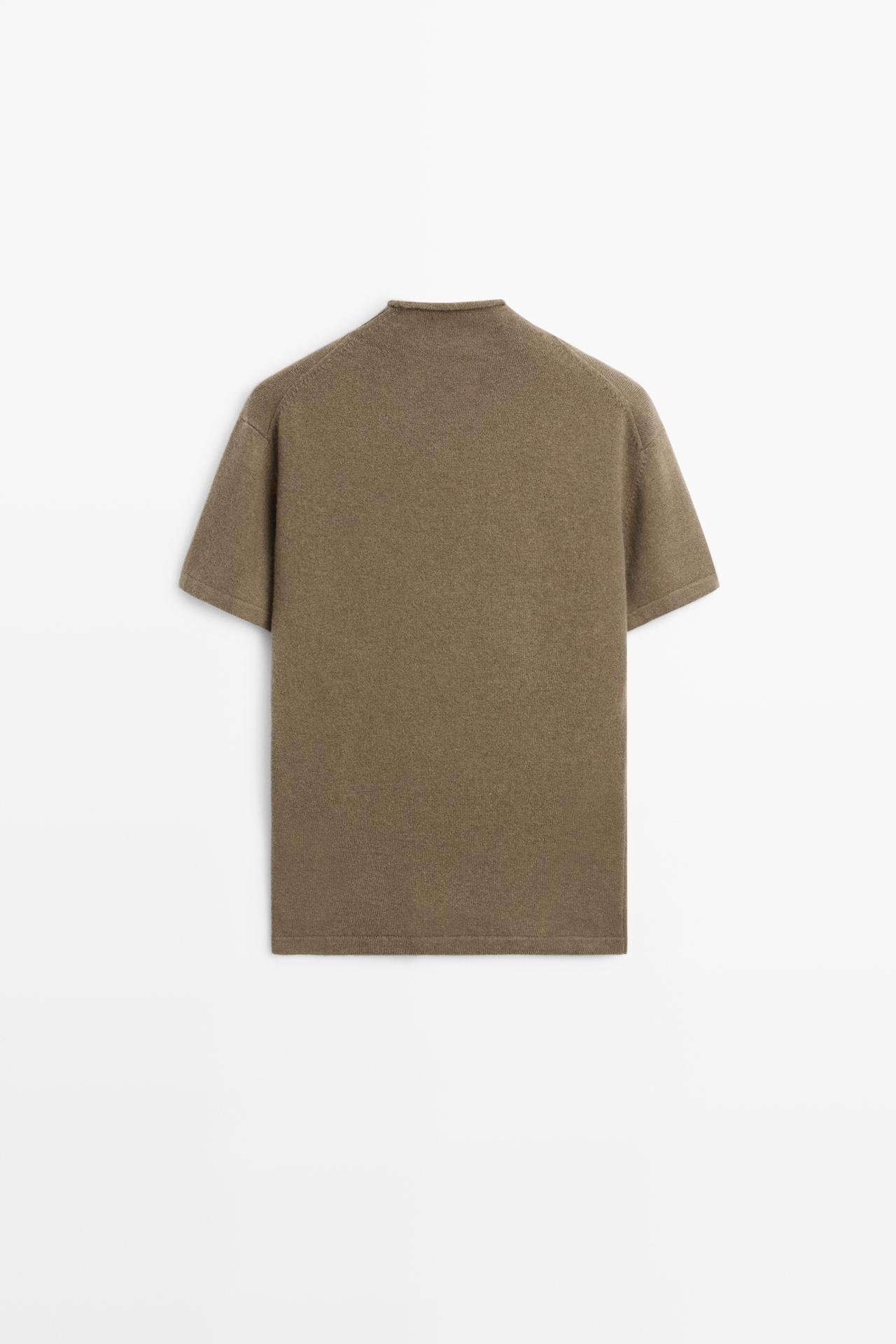 Wool-blend knit mock neck sweater — BEIGE