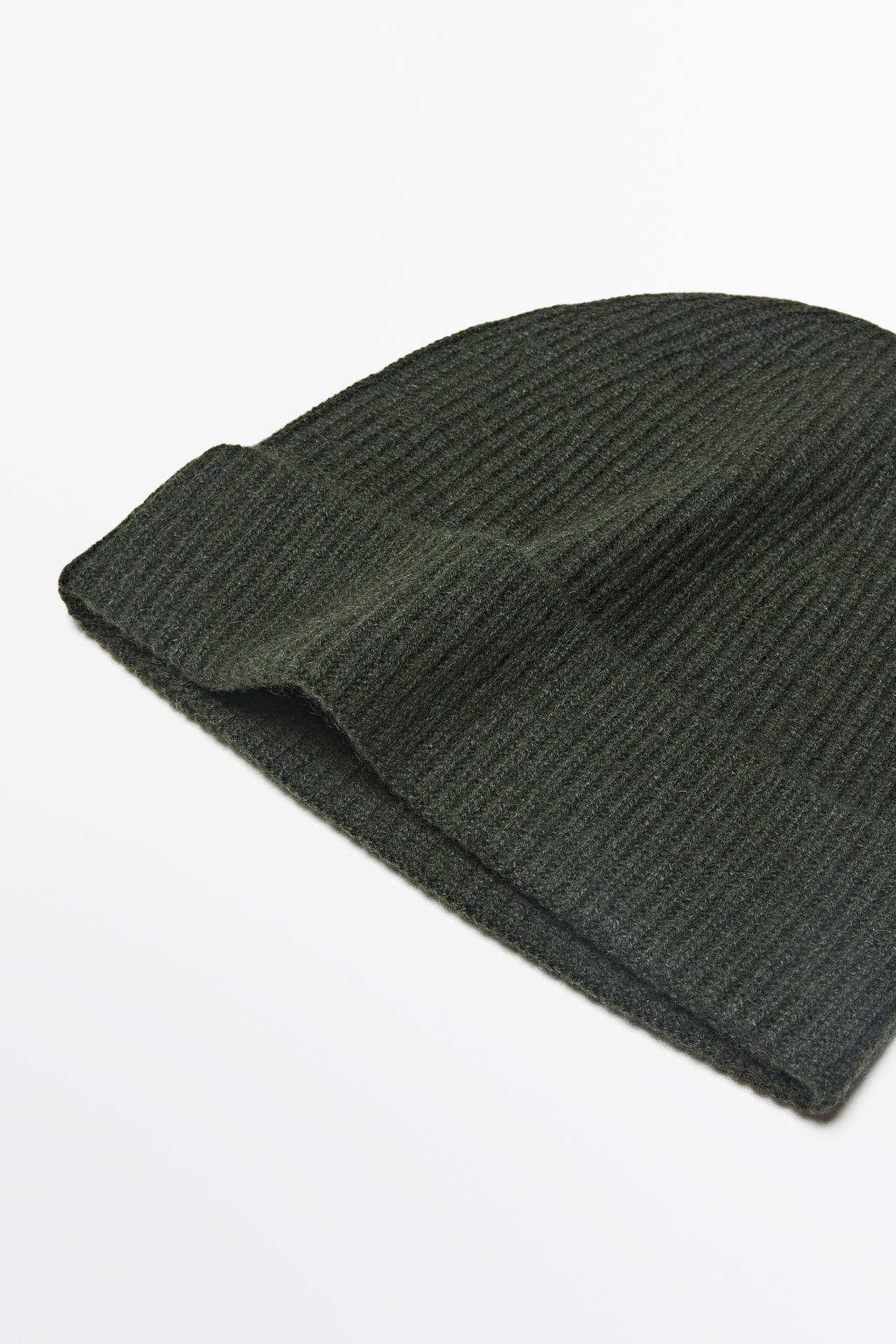 100% cashmere knit beanie — KHAKI