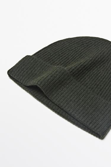 100% cashmere knit beanie — KHAKI 2
