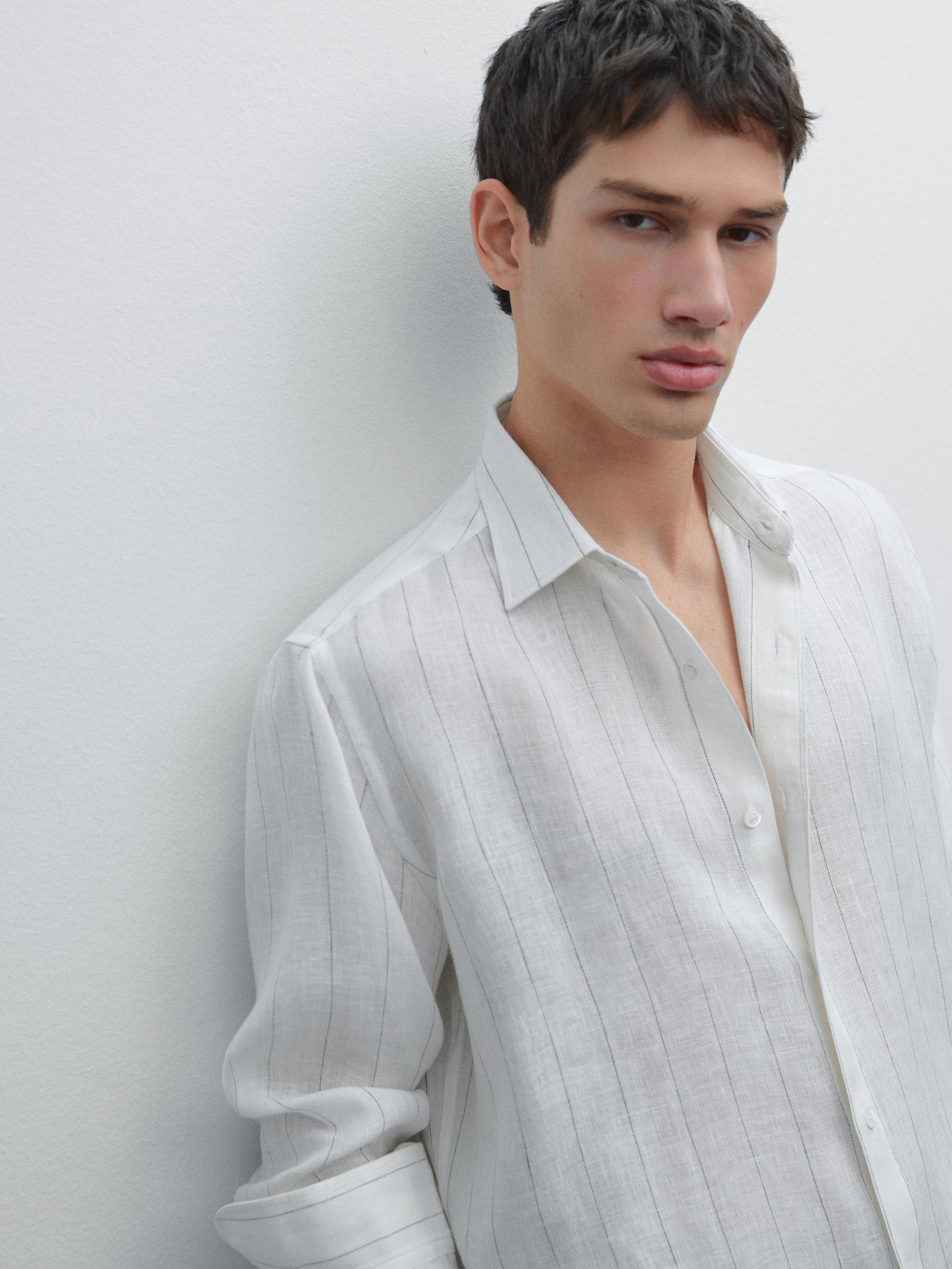 100% linen pinstripe shirt