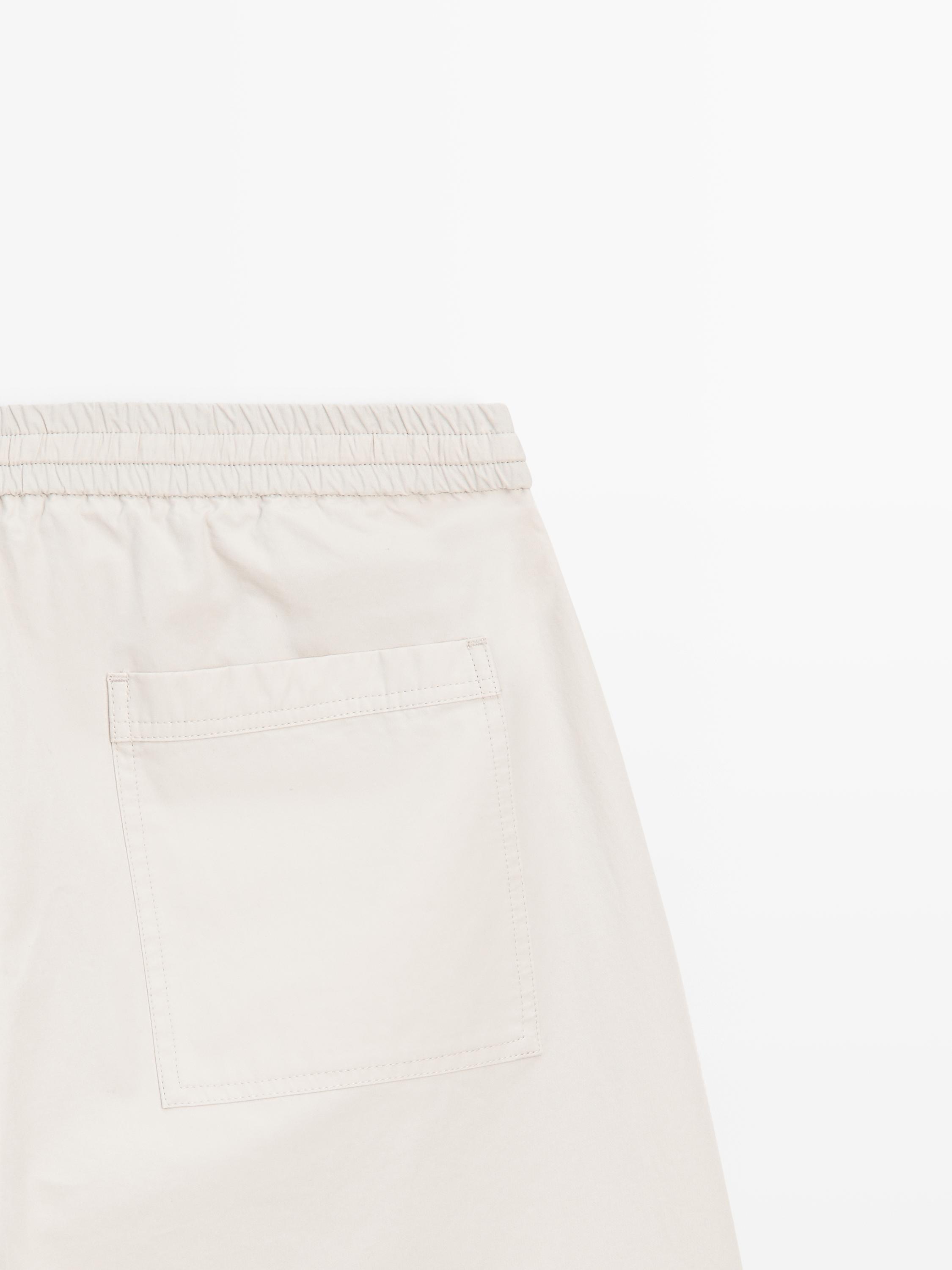 100% cotton jogger fit Bermuda shorts — BEIGE