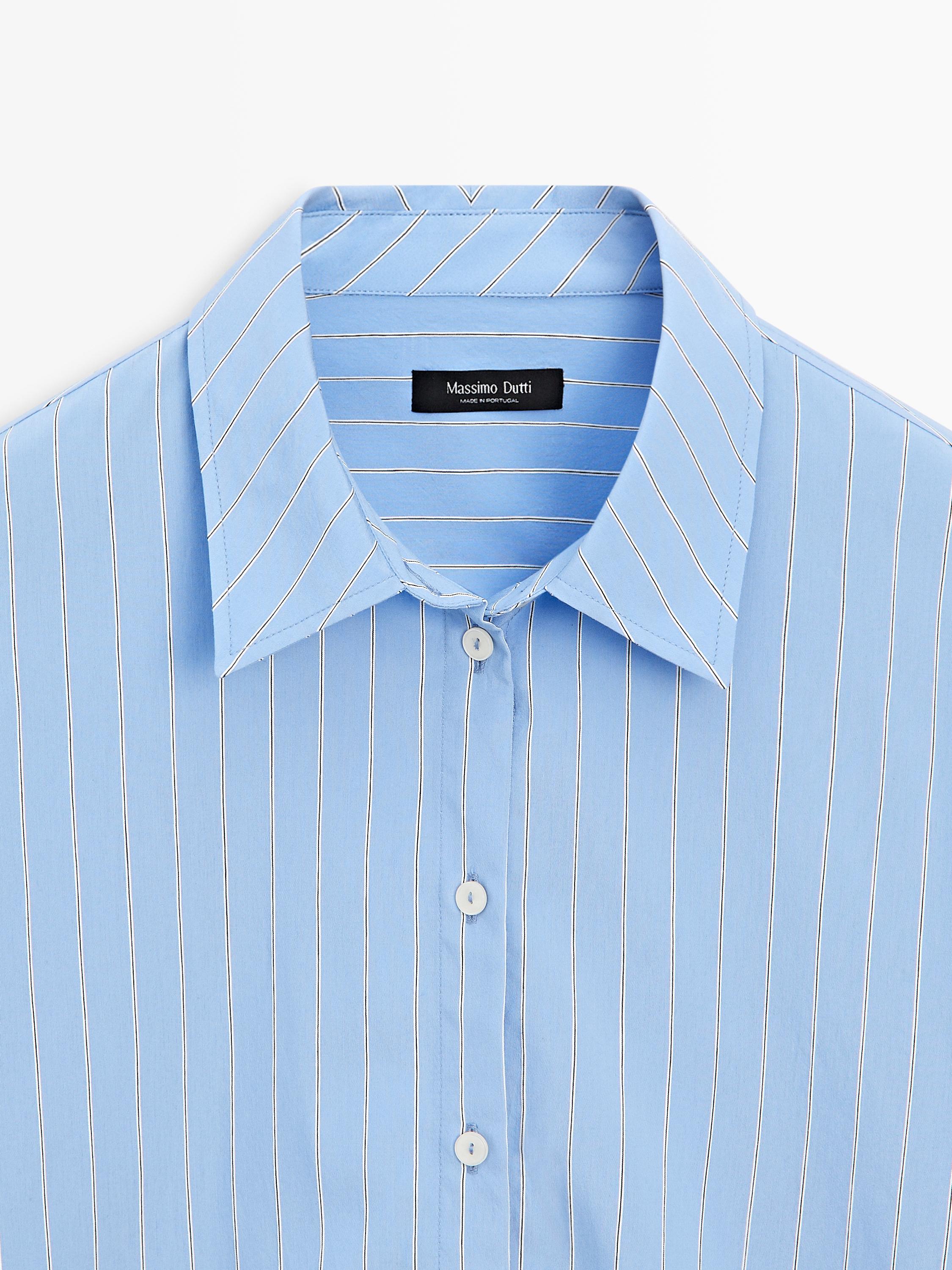 Striped loose-fitting shirt — BLUE