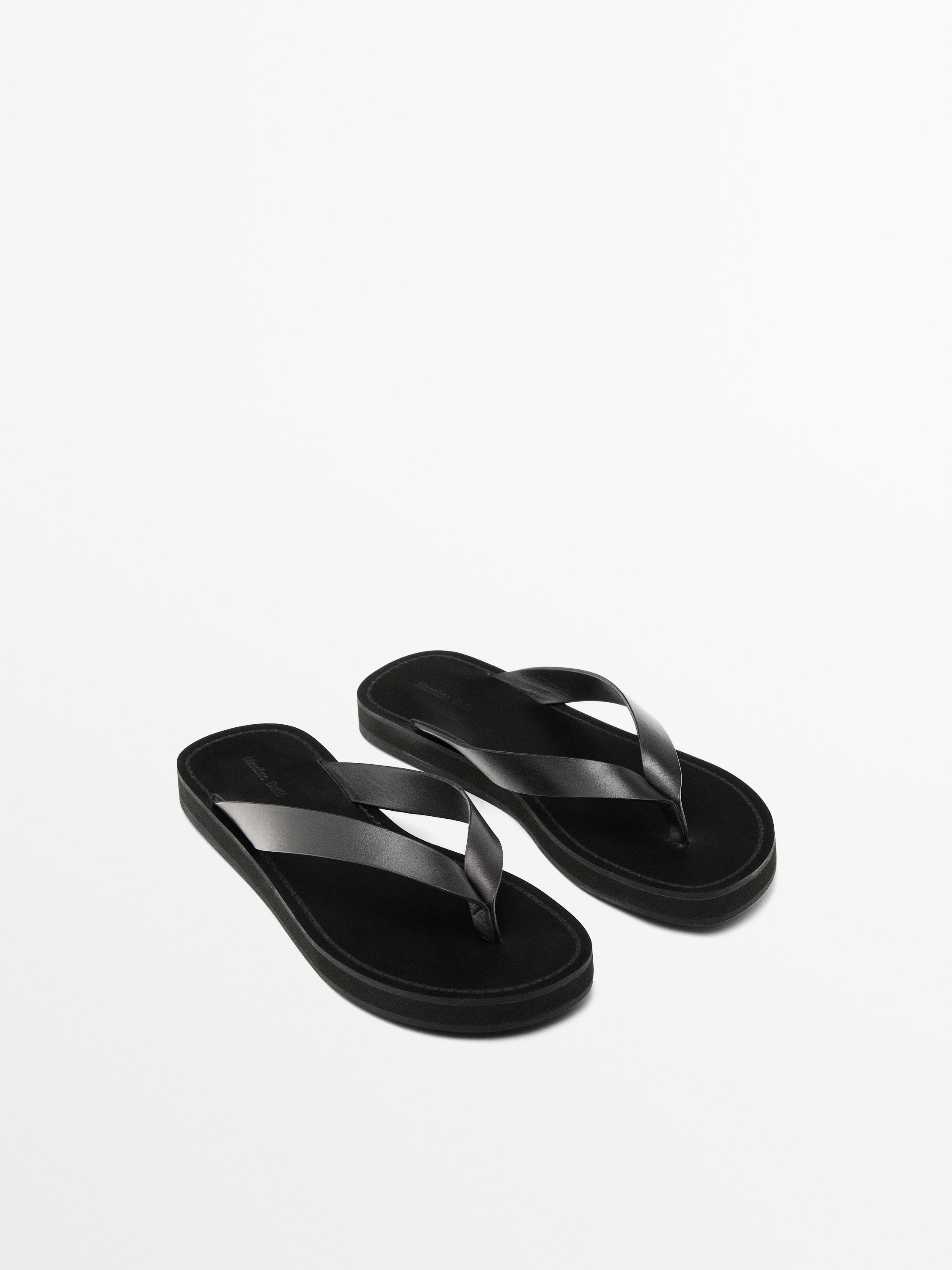 Flat leather sandals