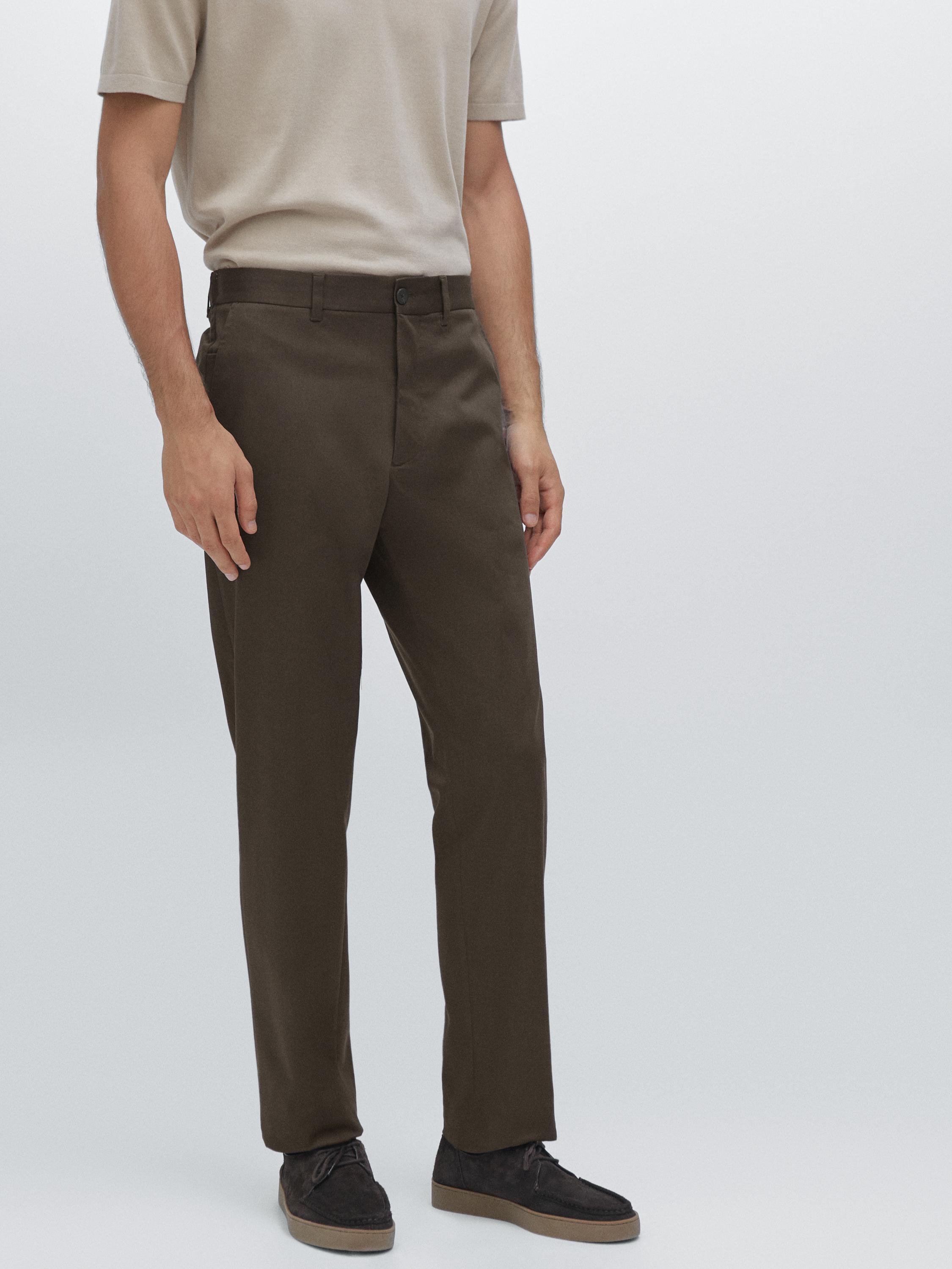 Cotton blend tapered fit trousers
