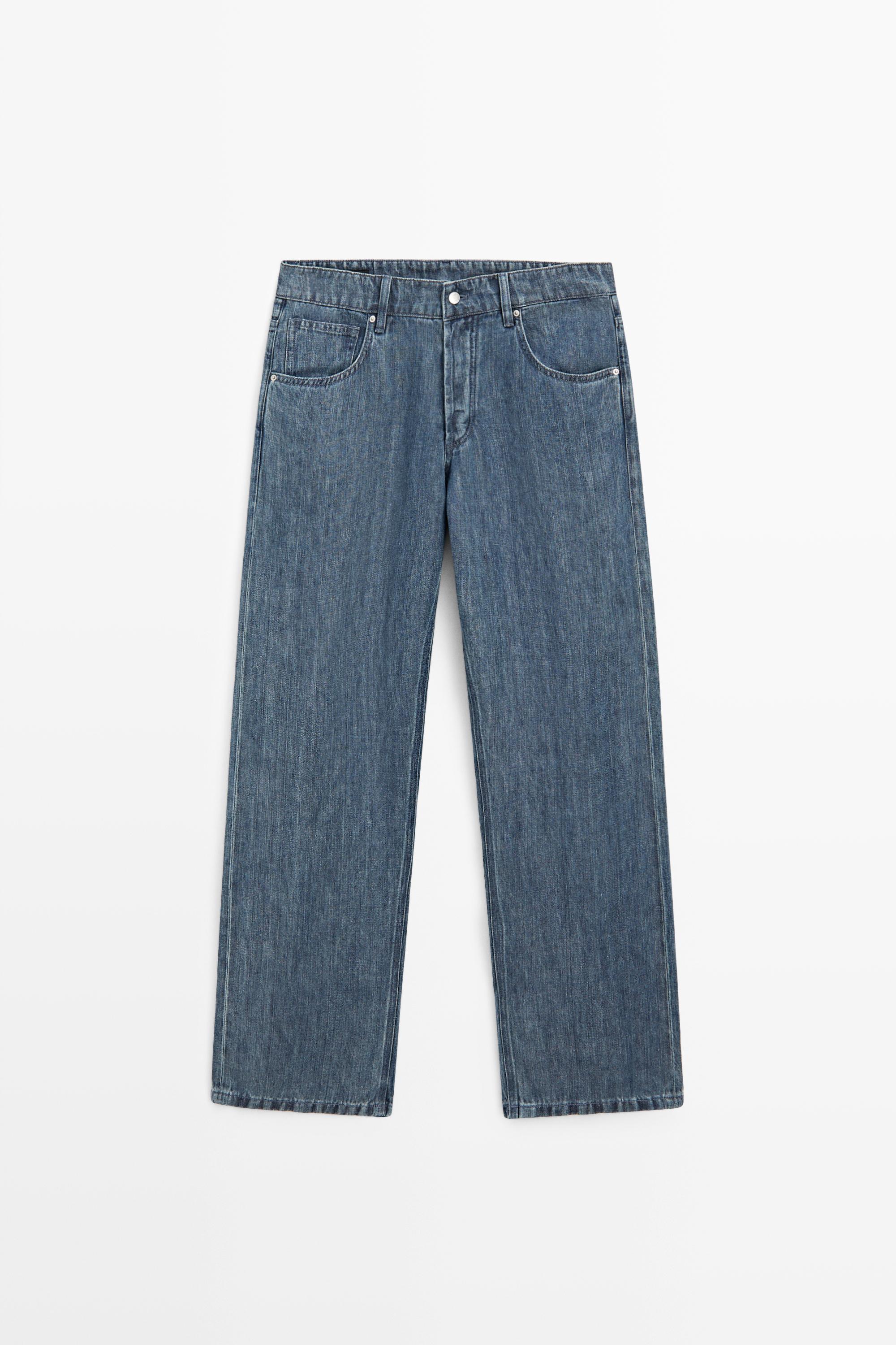 100% linen wide-leg jeans