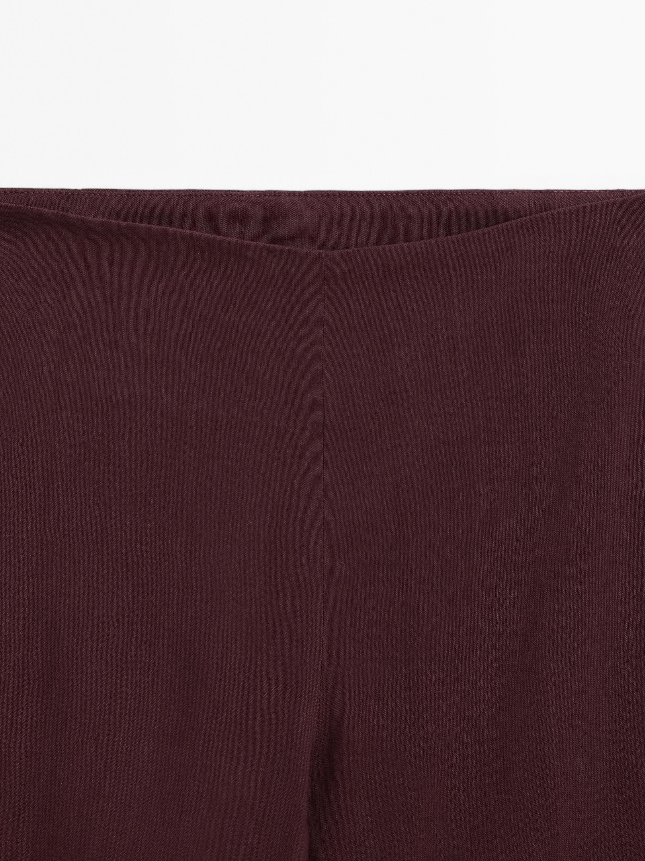Flowing linen blend flared trousers