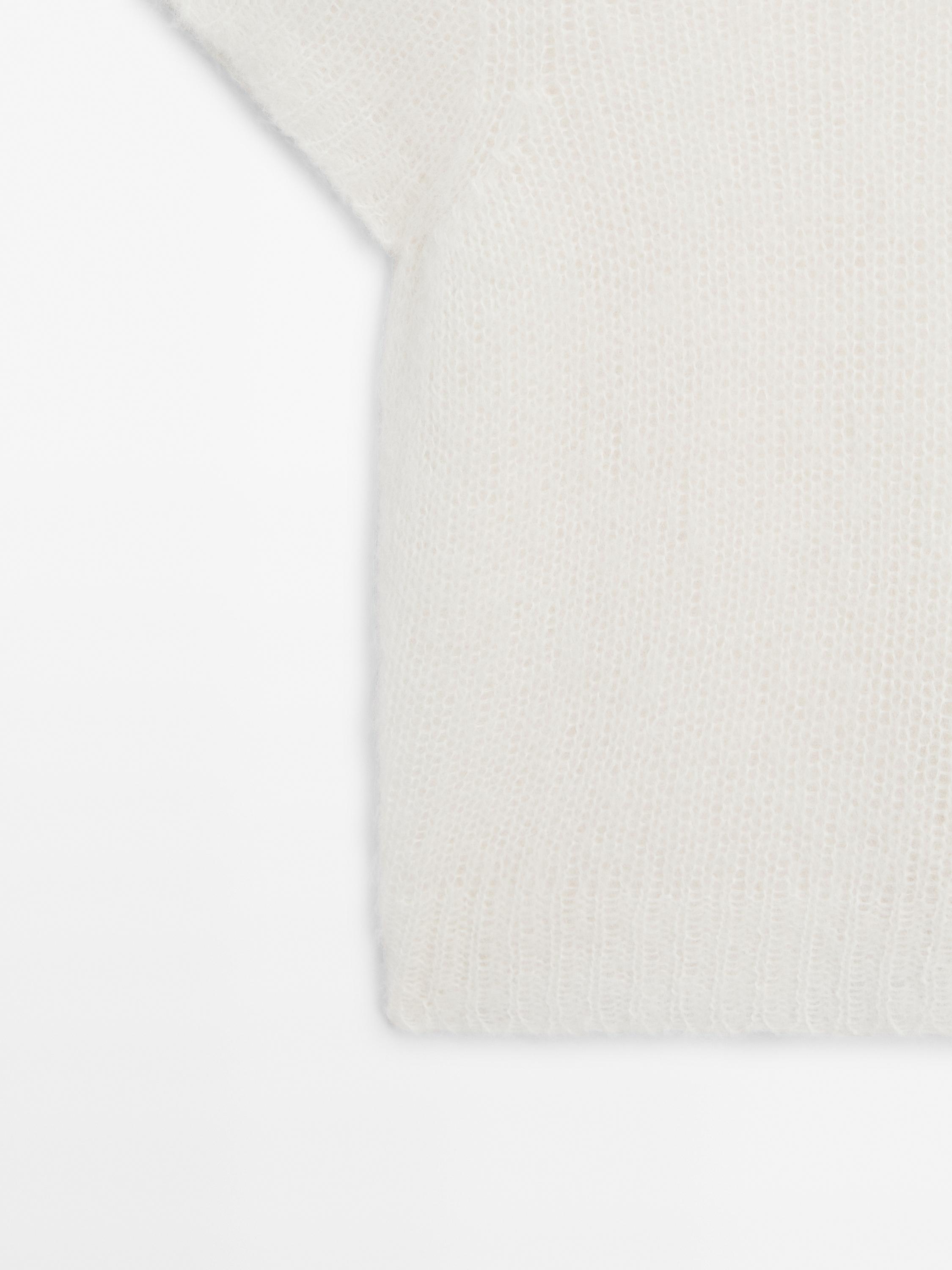 Short sleeve knit alpaca blend sweater
