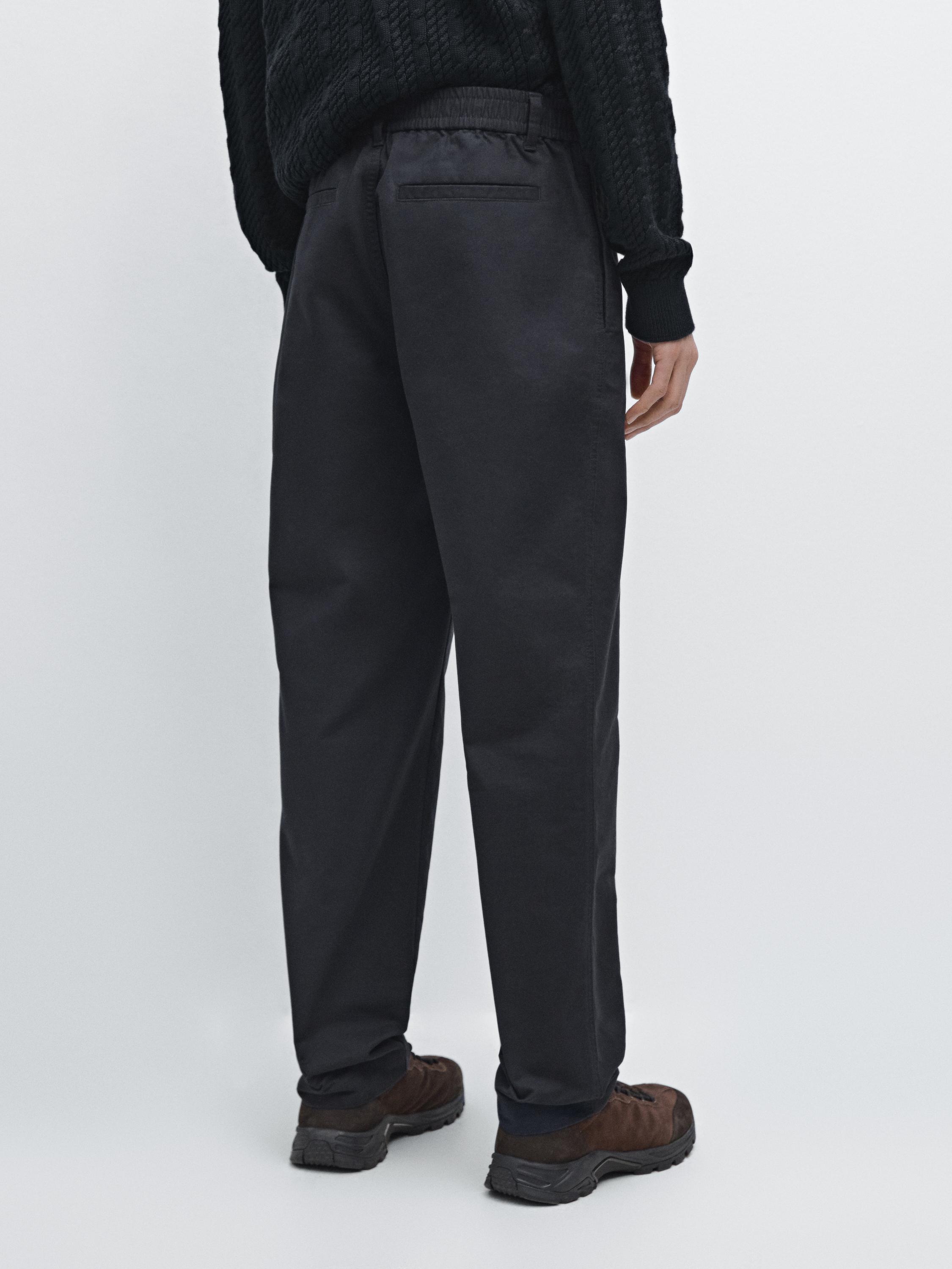 Cotton blend jogger fit trousers — NAVY BLUE