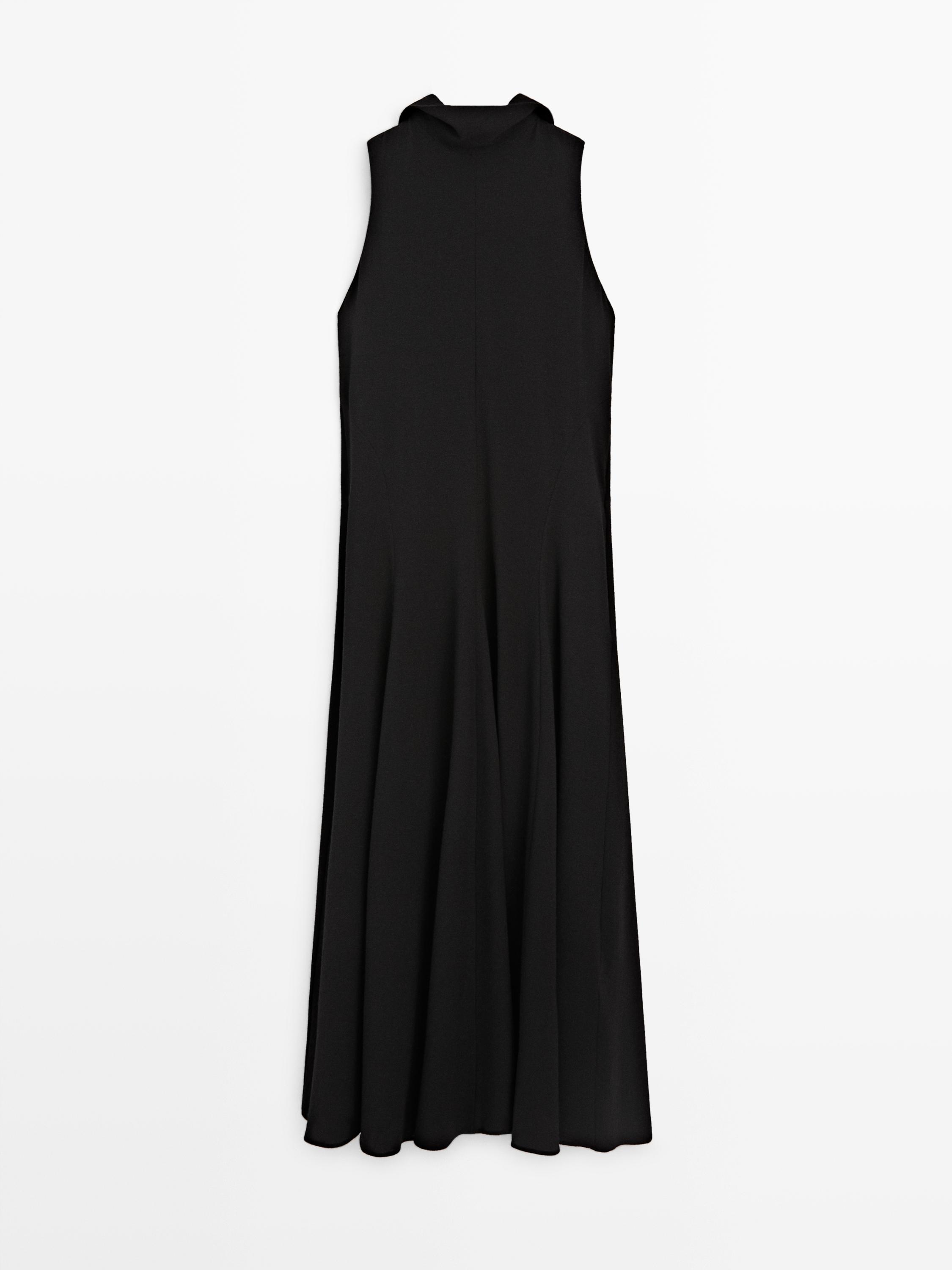 Halter neck midi dress with tie detail