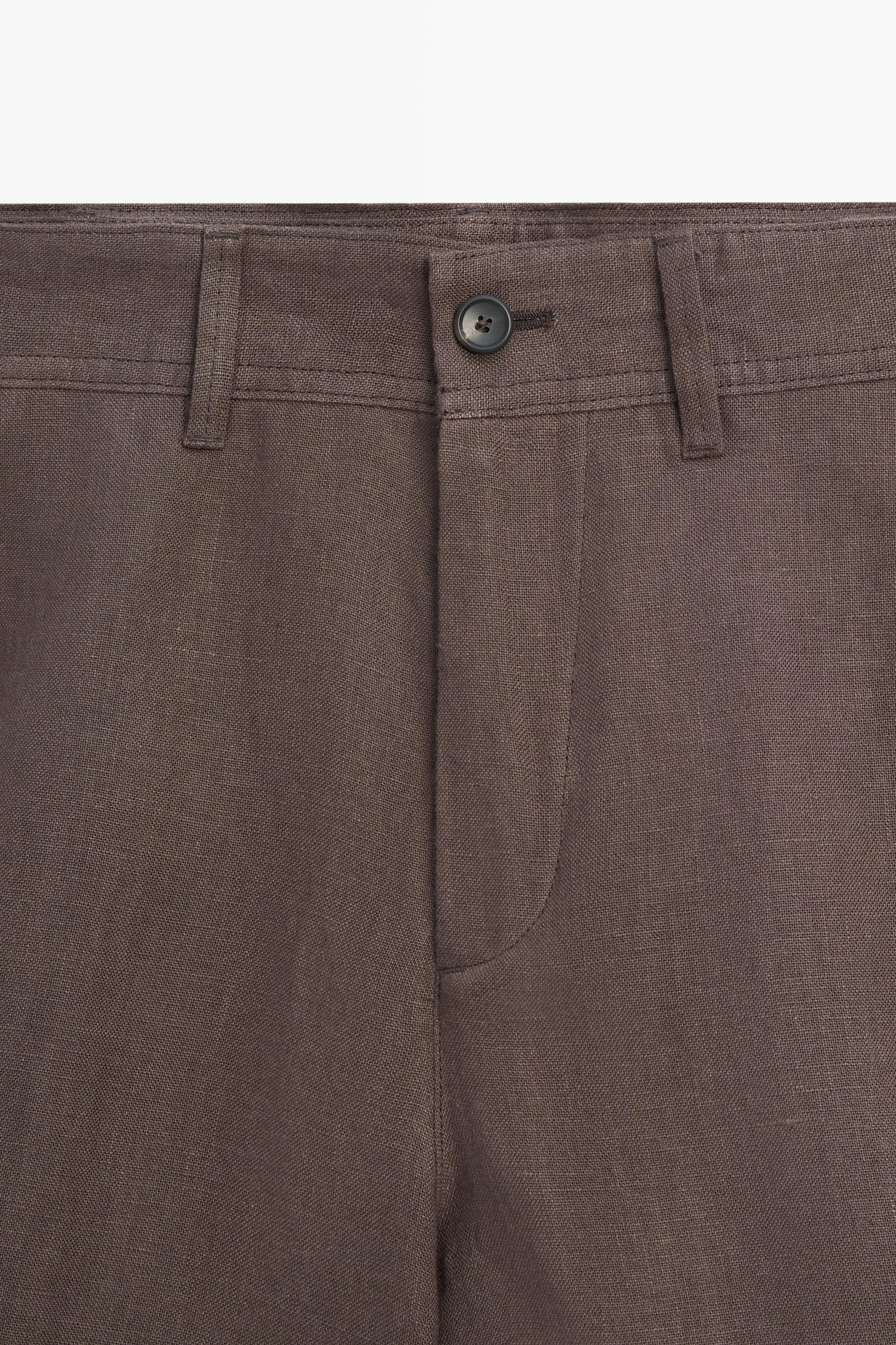 100% linen short Bermuda shorts — BROWN