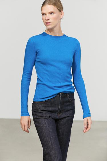 Cotton blend knit T-shirt — BLUISH 8