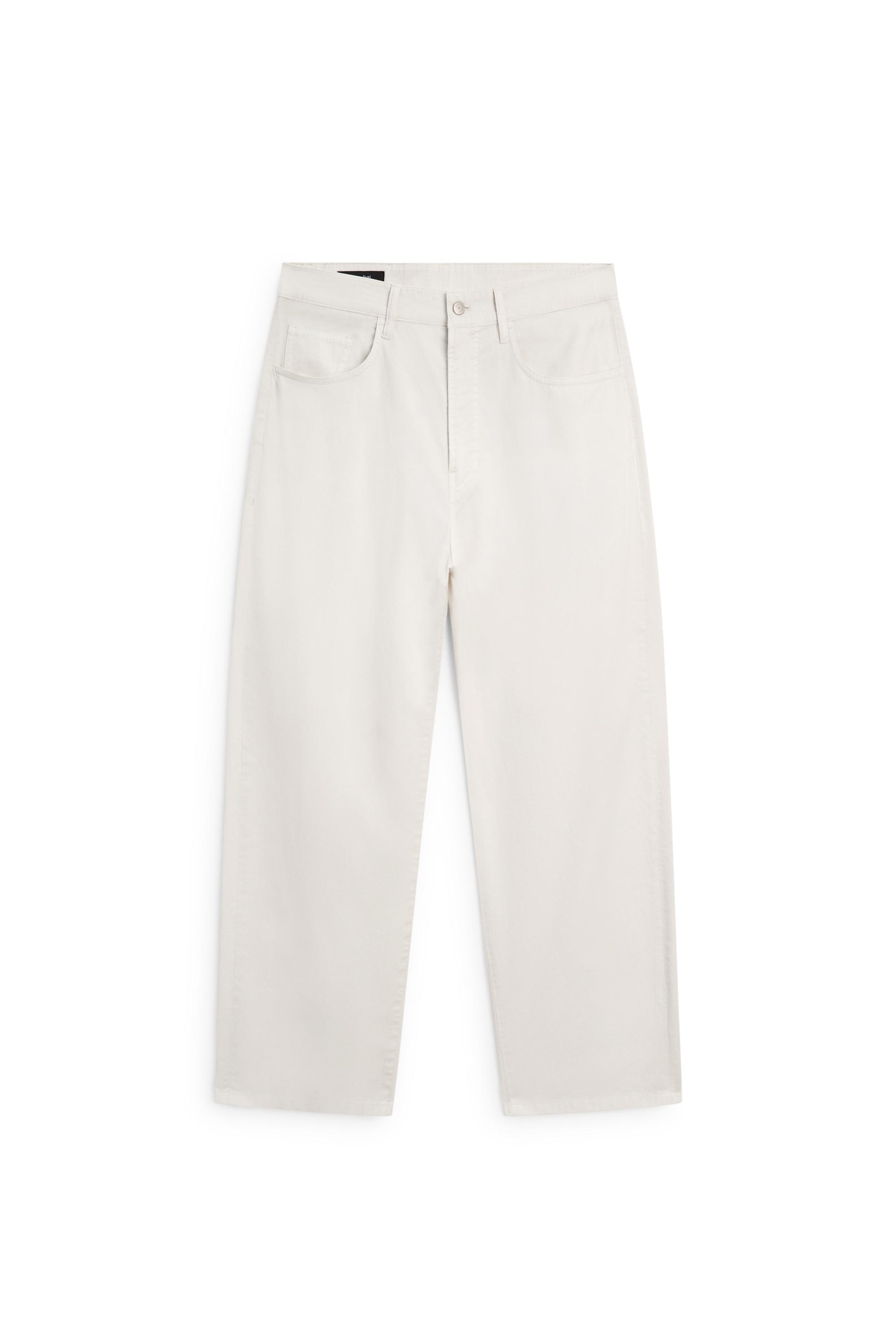 Barrel fit poplin denim-effect pants — STONE