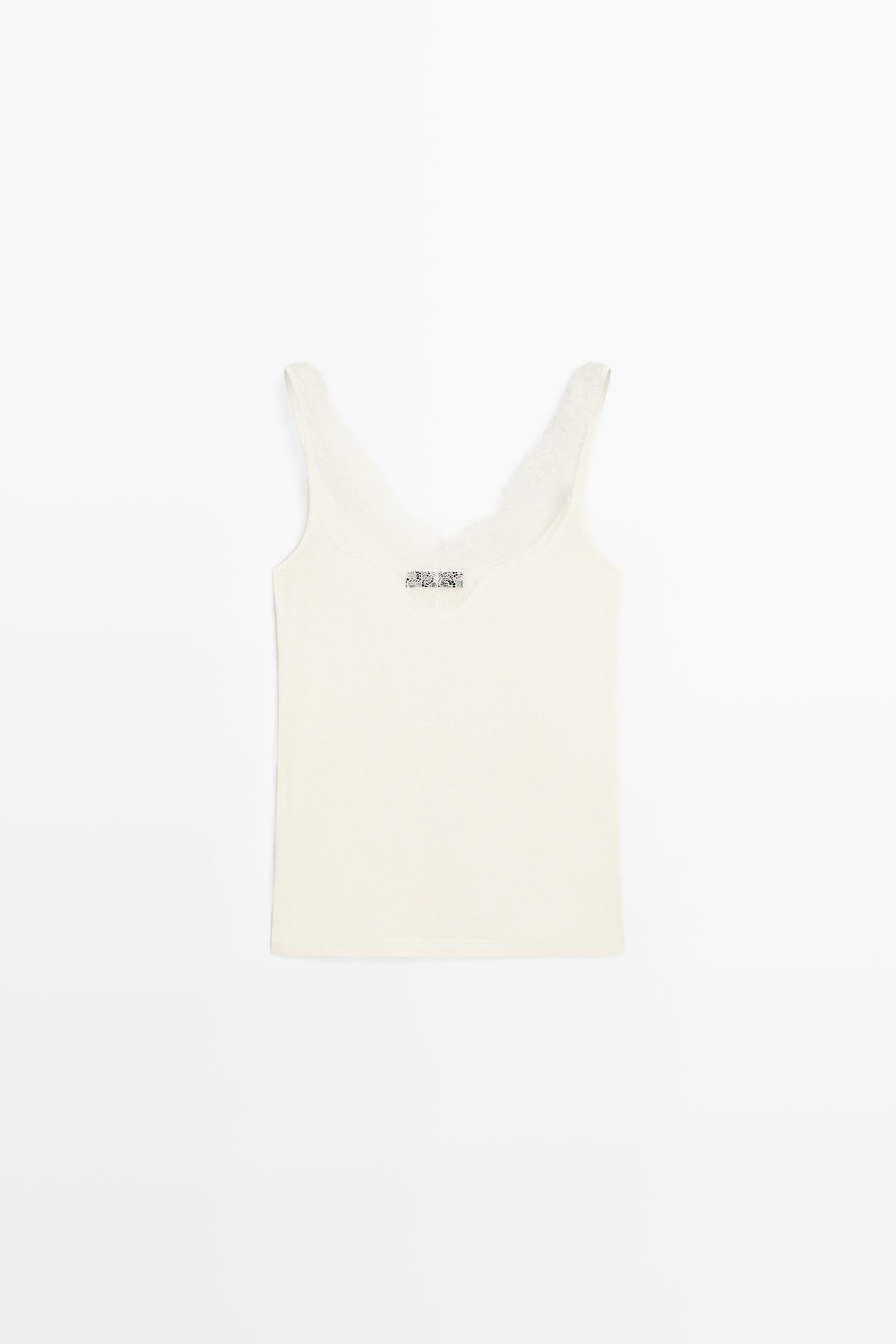 Strappy lace-trimmed camisole top — CREAM