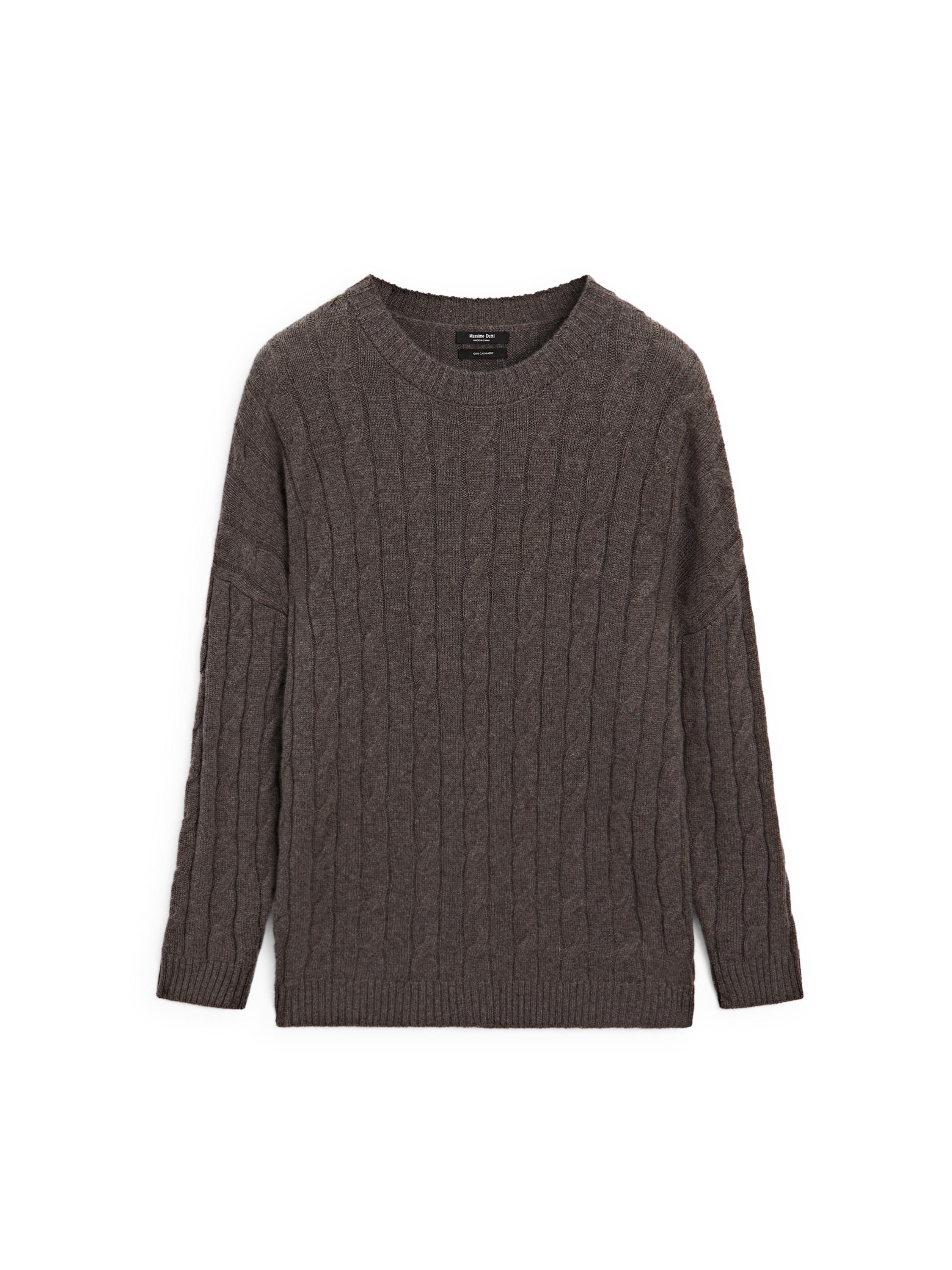 100% cashmere cable-knit sweater — ANTHRACITE GREY