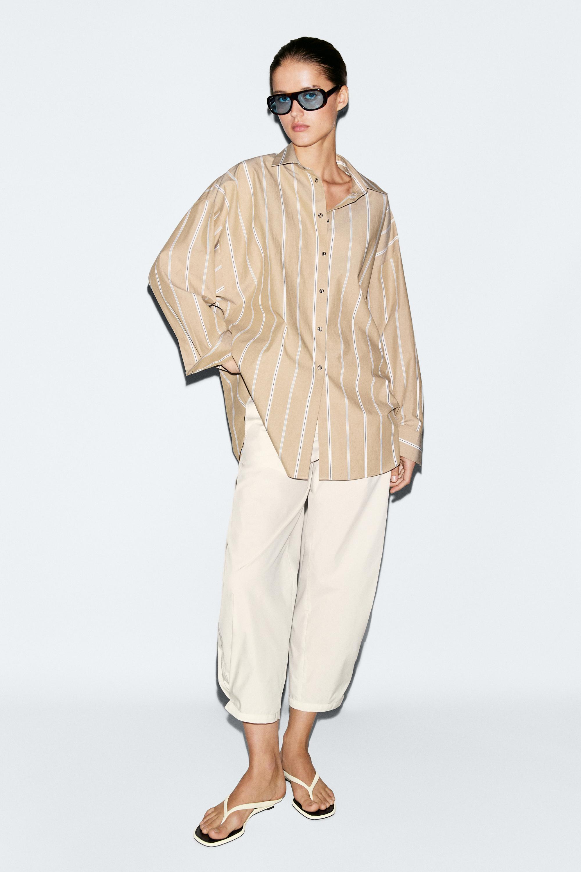 Cotton blend pants with tie detail