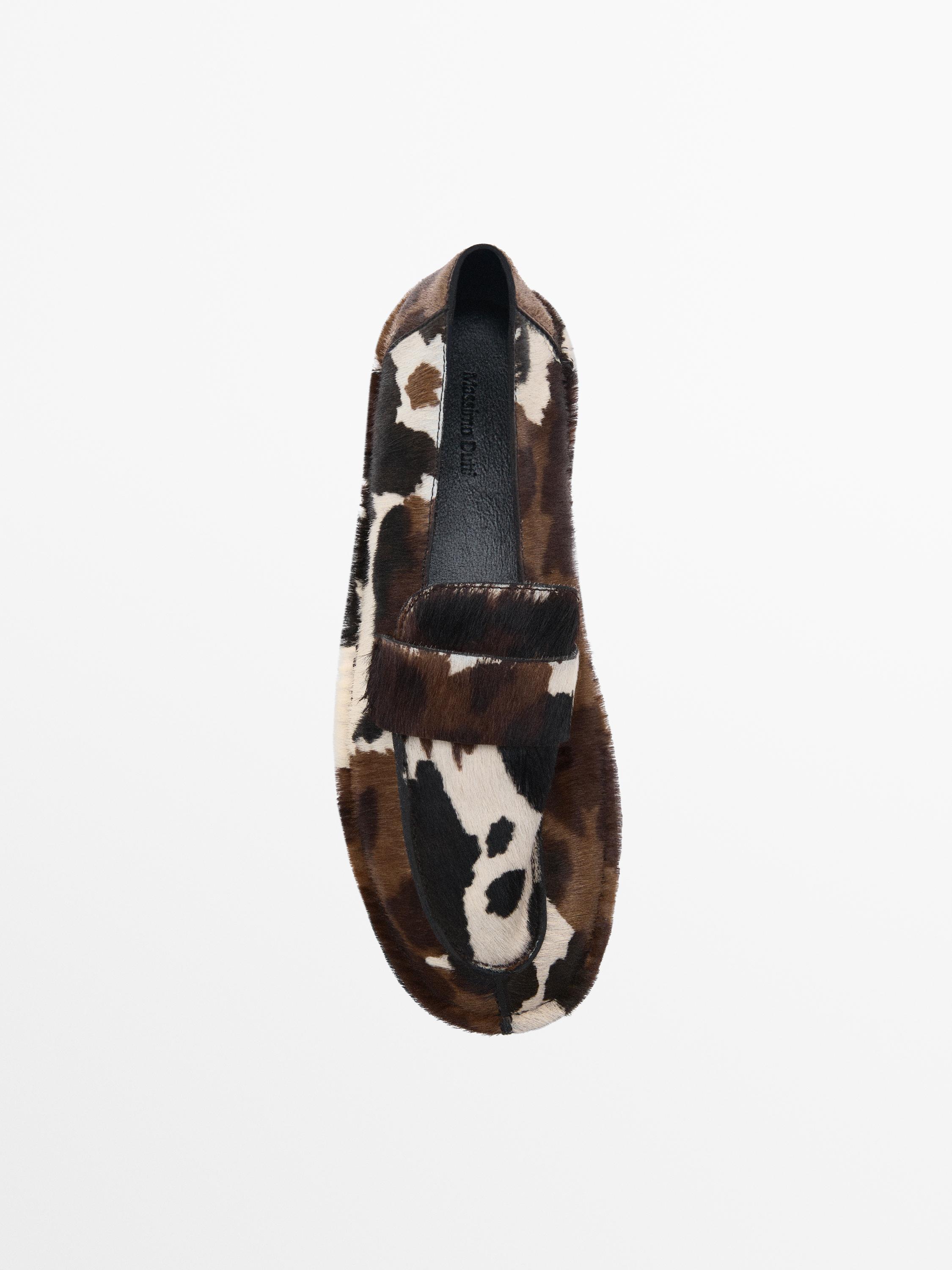 Animal print furskin loafers