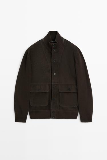 Contrast suede jacket — RUSSET 2