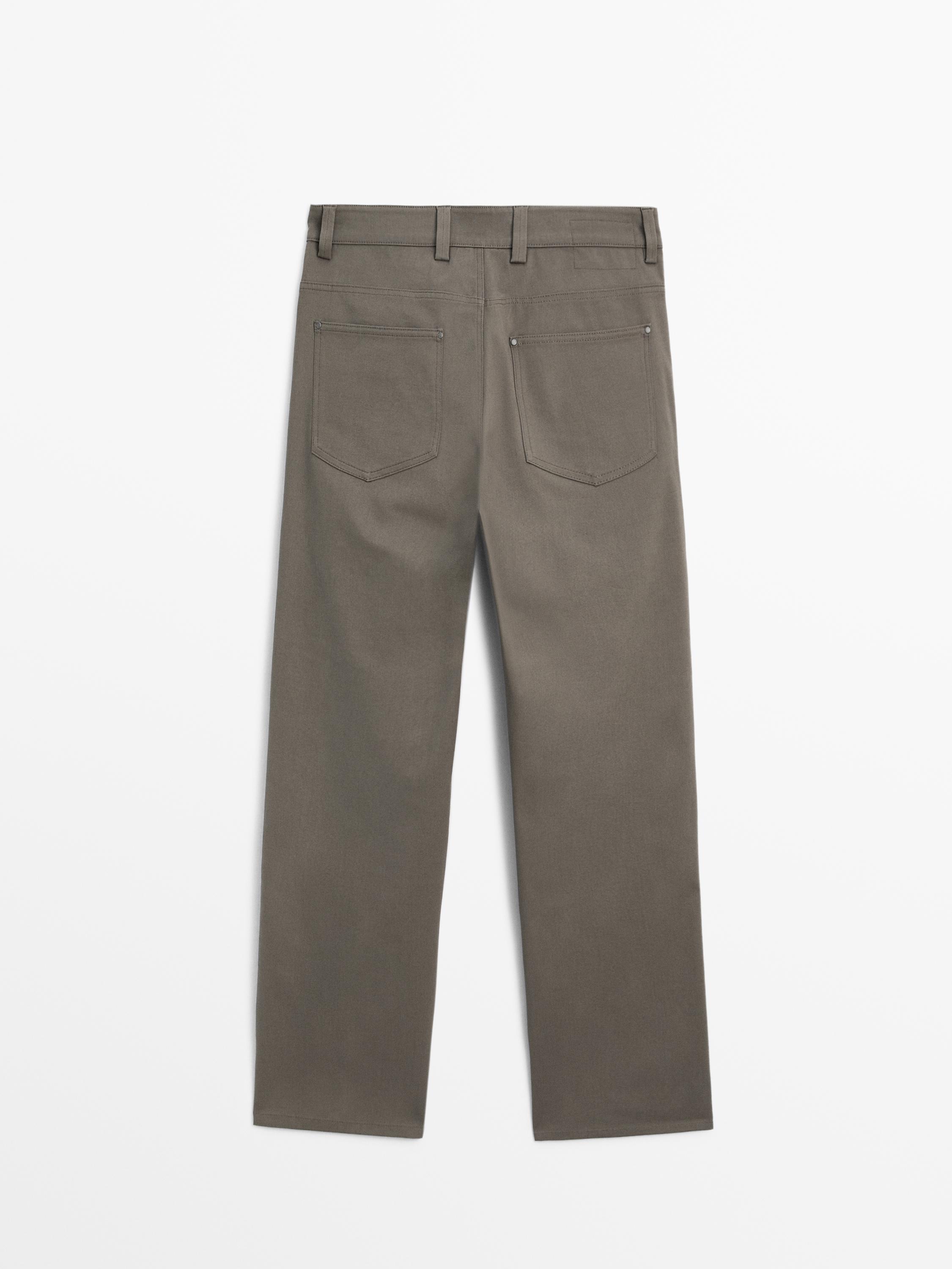 Cotton blend tapered fit jeans