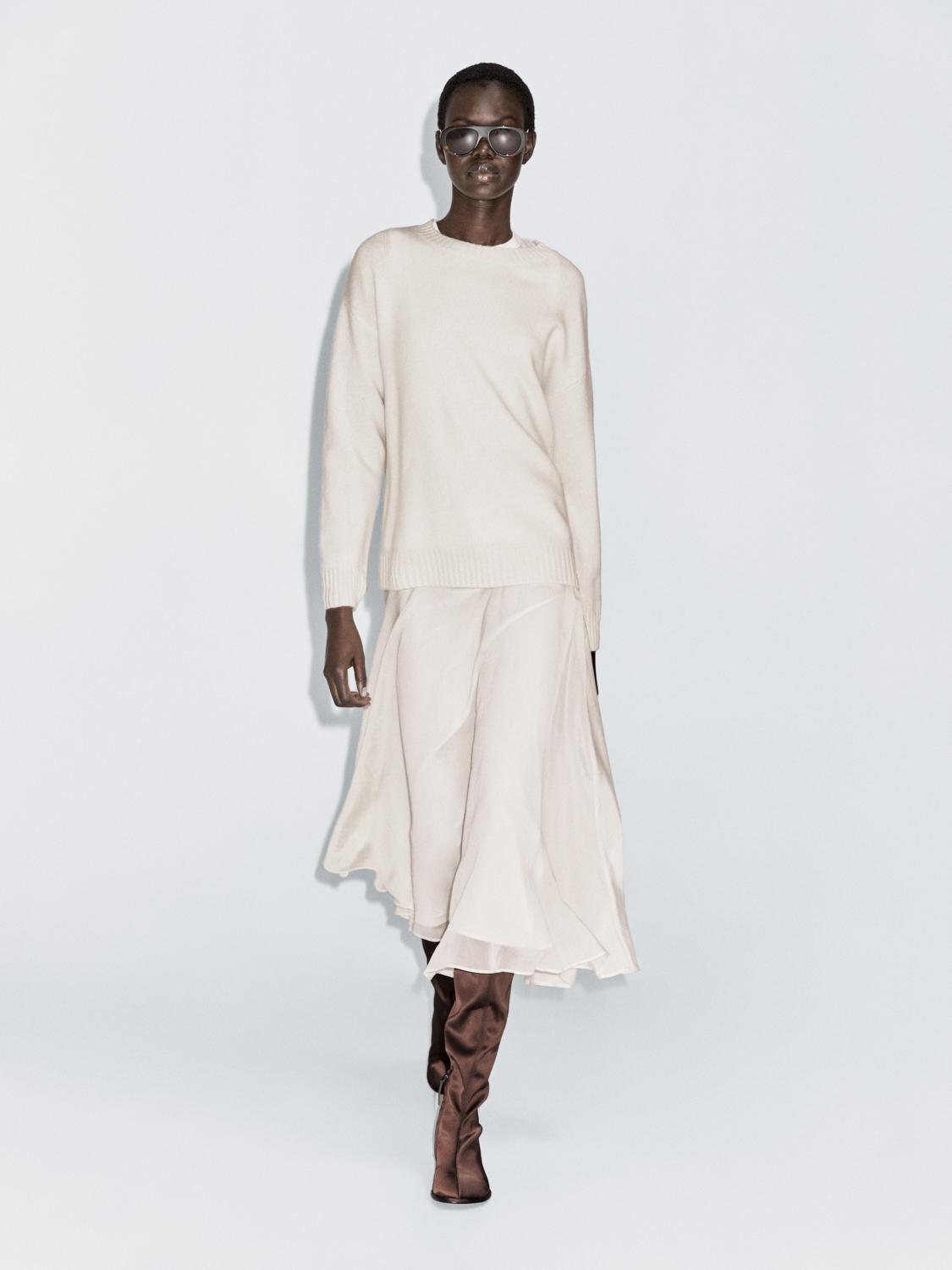 Wool blend crew neck sweater