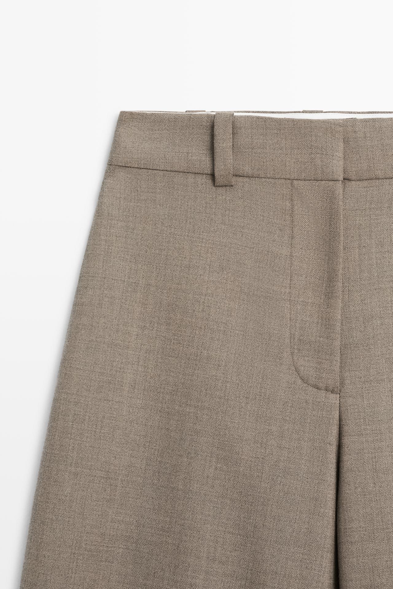 100% wool darted trousers with hem detail — Sand