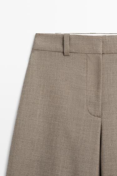 100% wool darted trousers with hem detail — Sand 4