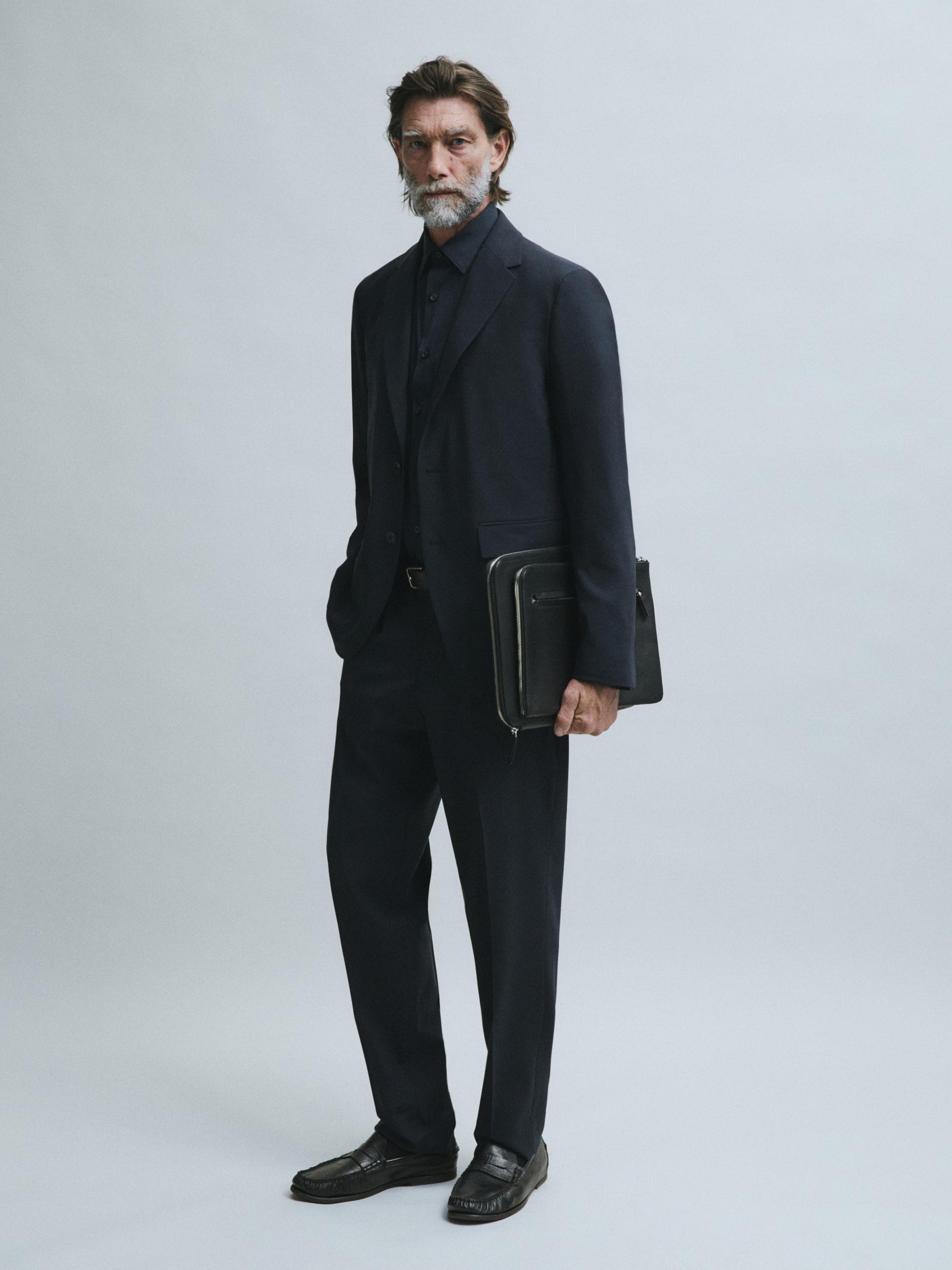 Wool blend suit blazer — NAVY BLUE
