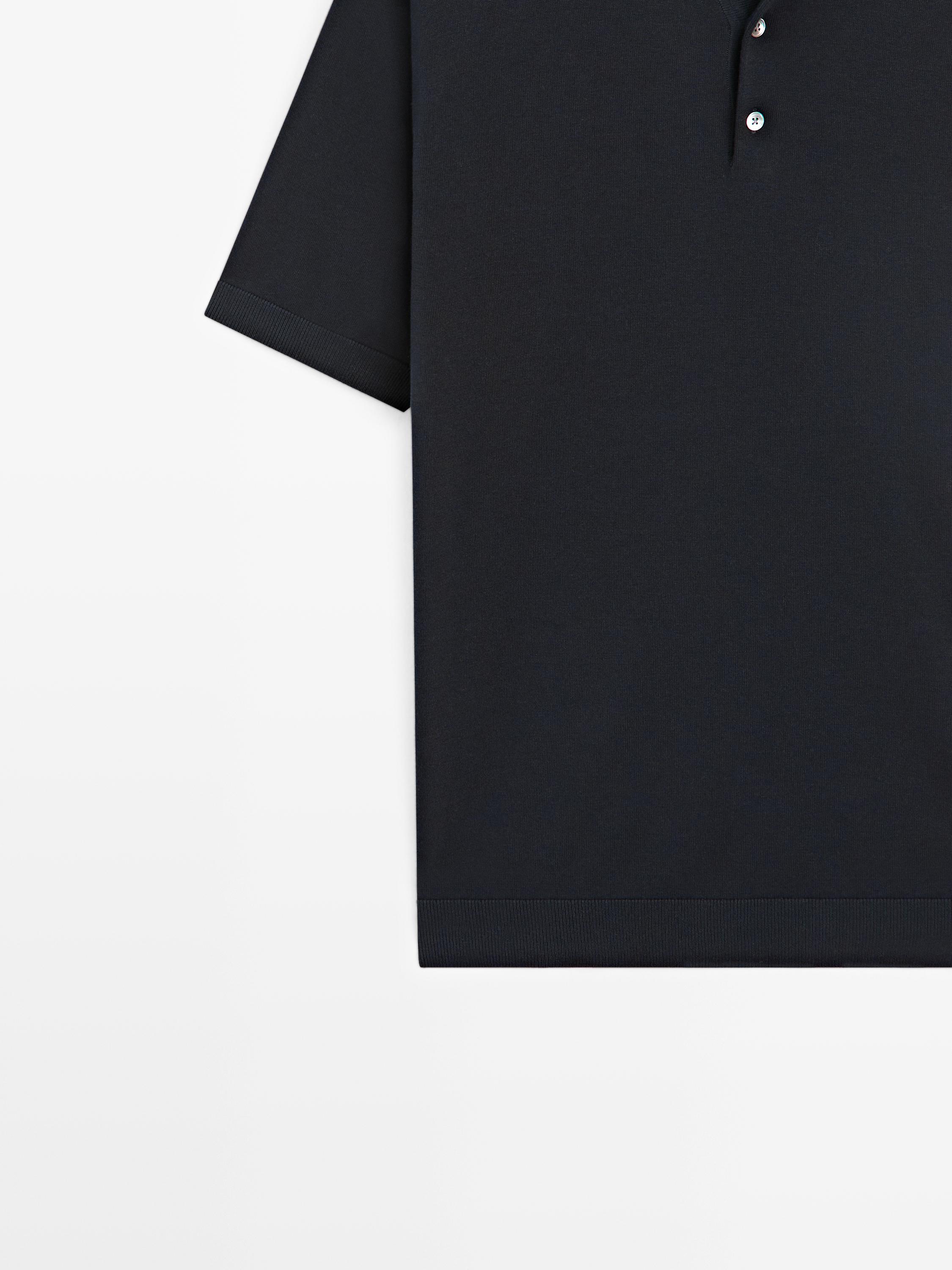 100% cotton knit polo shirt — NAVY BLUE