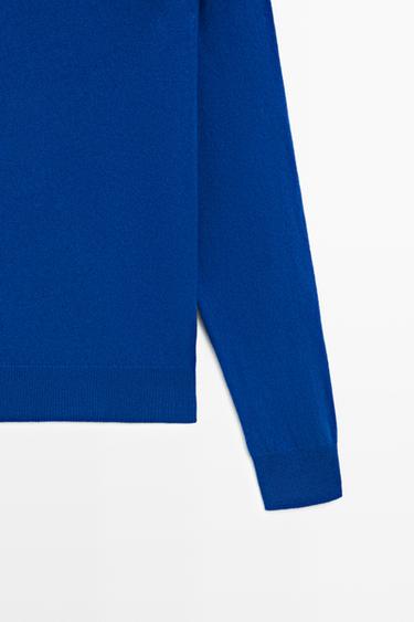 Knit 100% cashmere round neck sweater — Blue 7