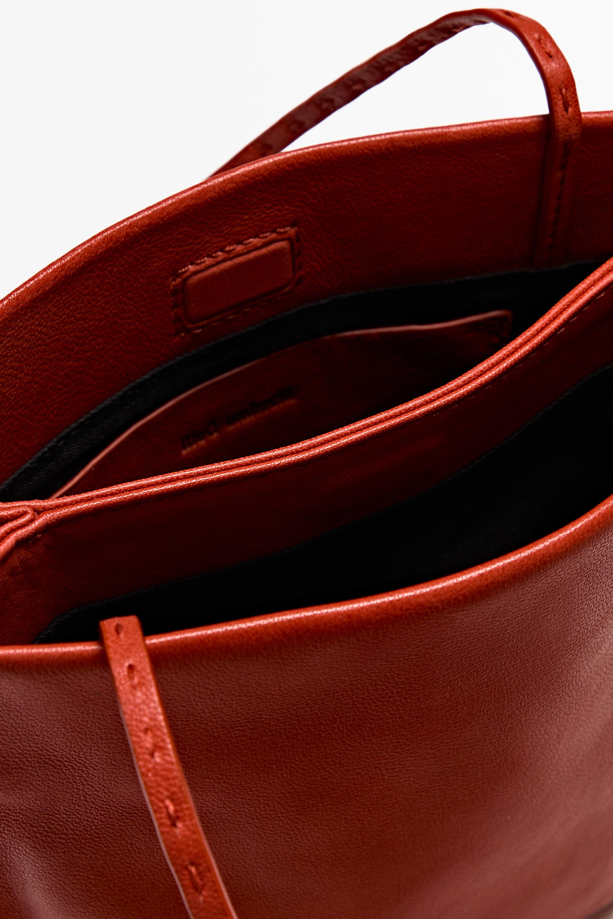 Nappa leather double compartment bag — CORAL RED