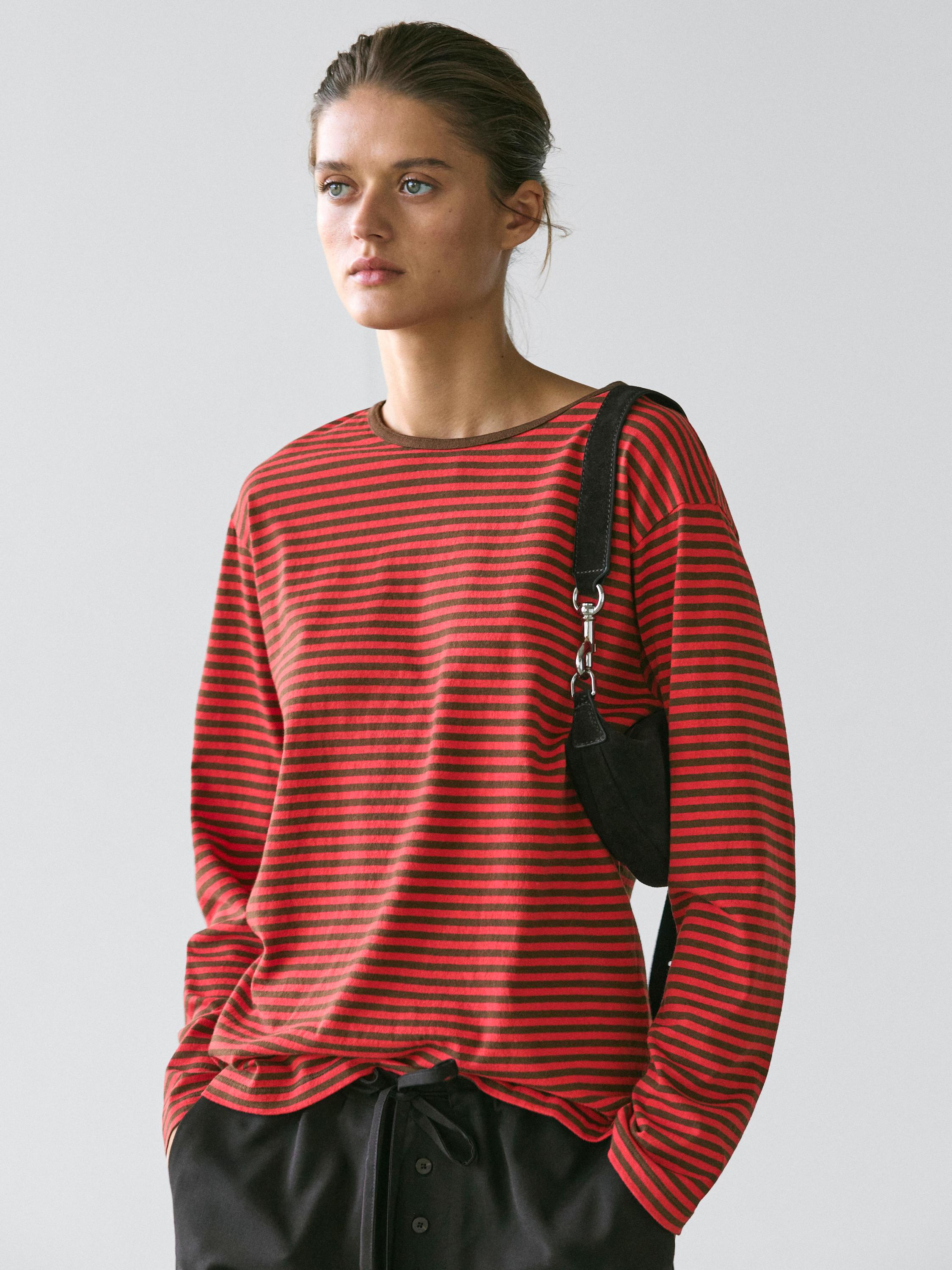 Striped long sleeve cotton T-shirt