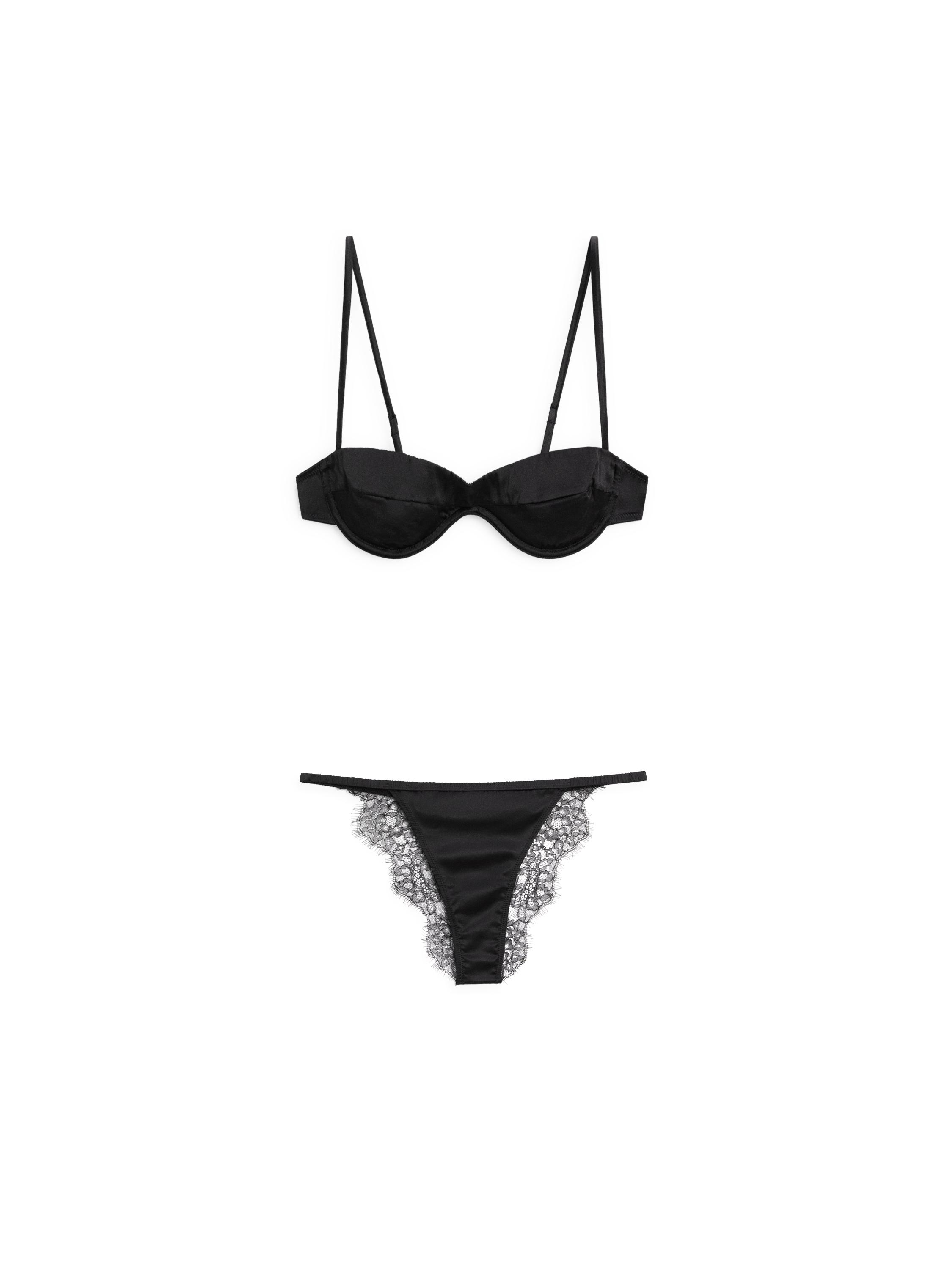 Bandeau top with underwire and seam detail — BLACK