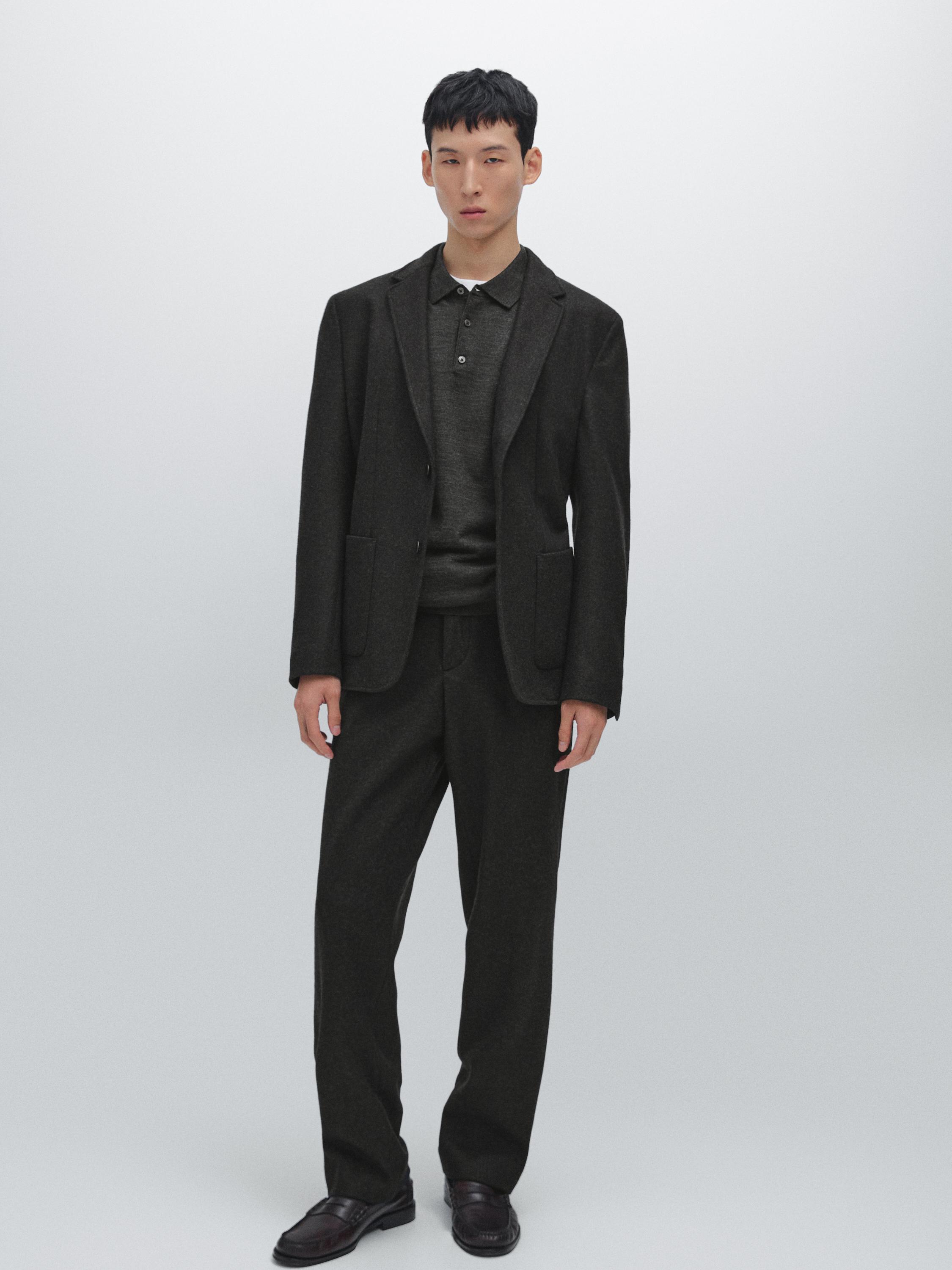 Wool blend suit trousers