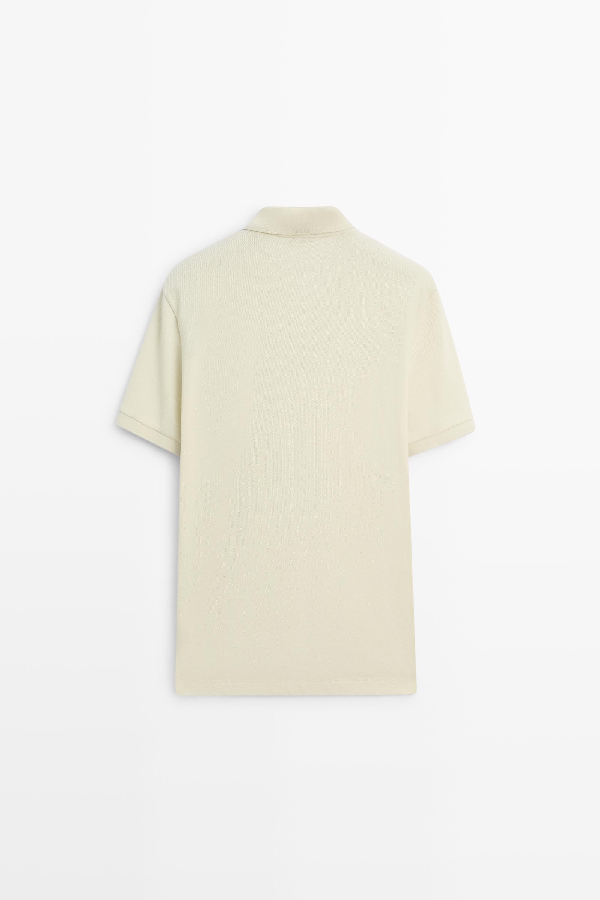 Micro-textured cotton piqué polo shirt — Green