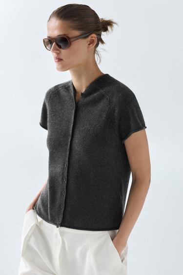 100% Cashmere button-front knit vest — ANTHRACITE GREY 3